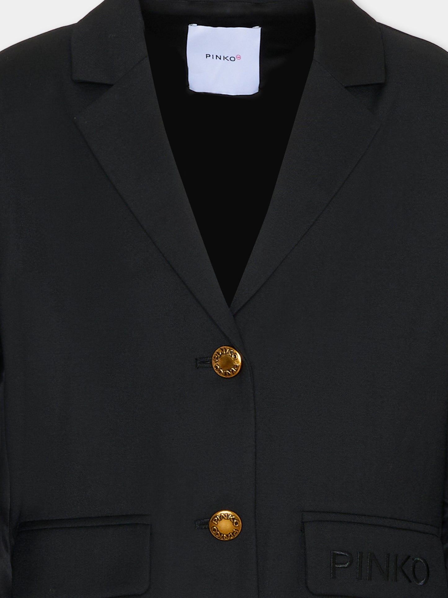 Giacca nera per bambina con logo,Pinko,KFGC001.C.ML025.N000