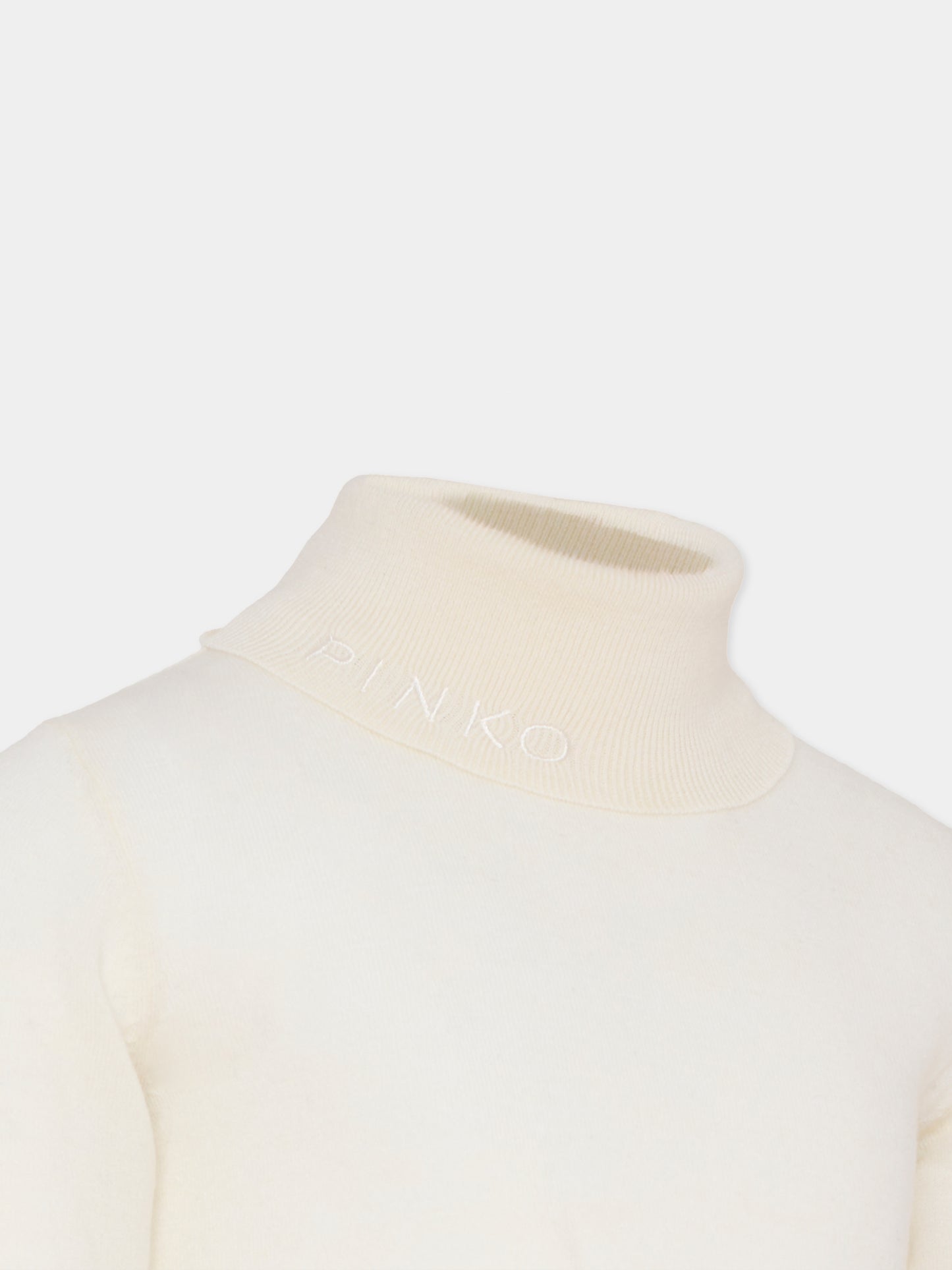 Dolcevita avorio per bambina con logo,Pinko,KFMA016.C.FL084.B000