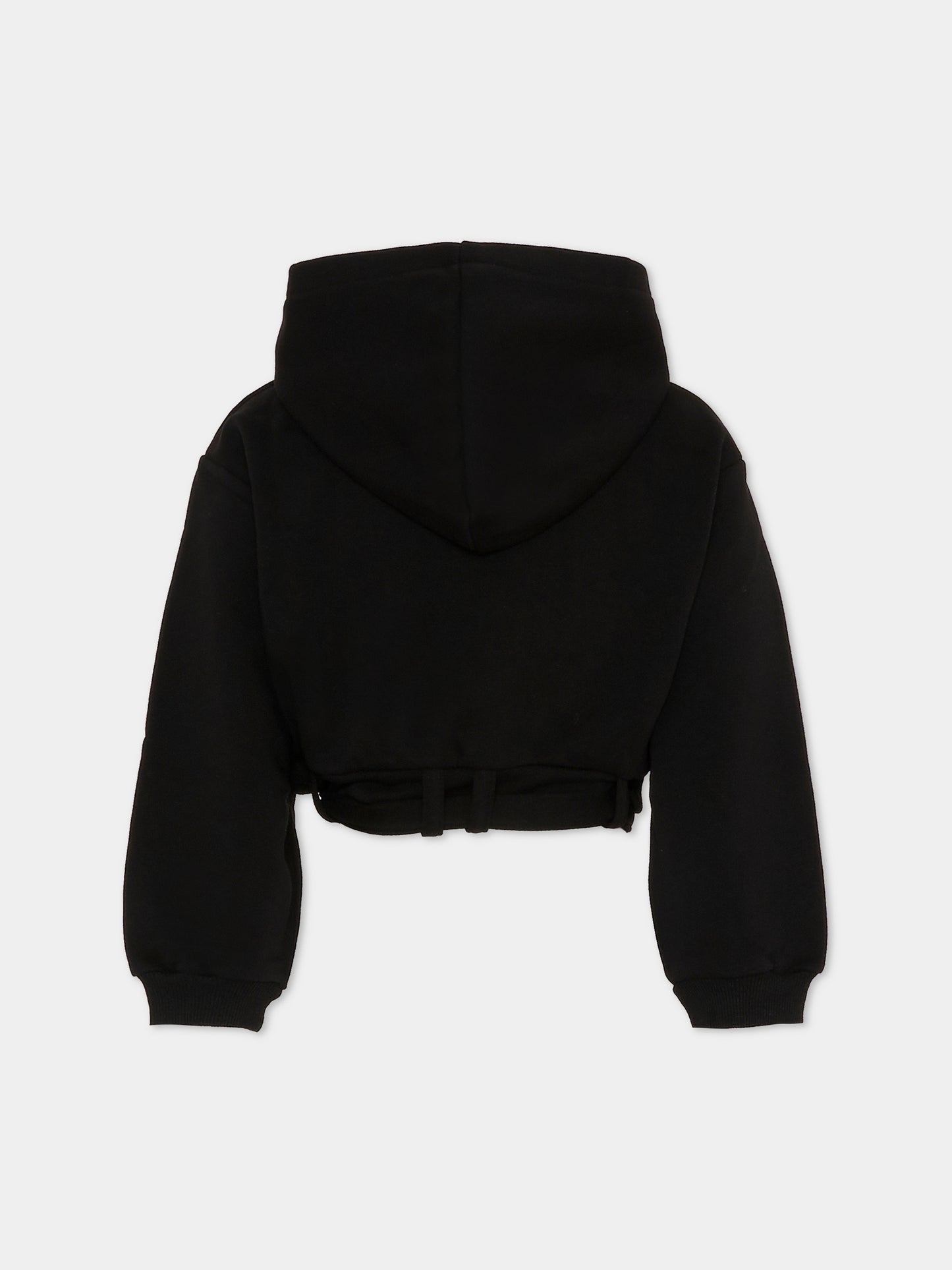 Felpa crop nera per bambina con logo,Pinko,KFFE013.C.FF013.N000