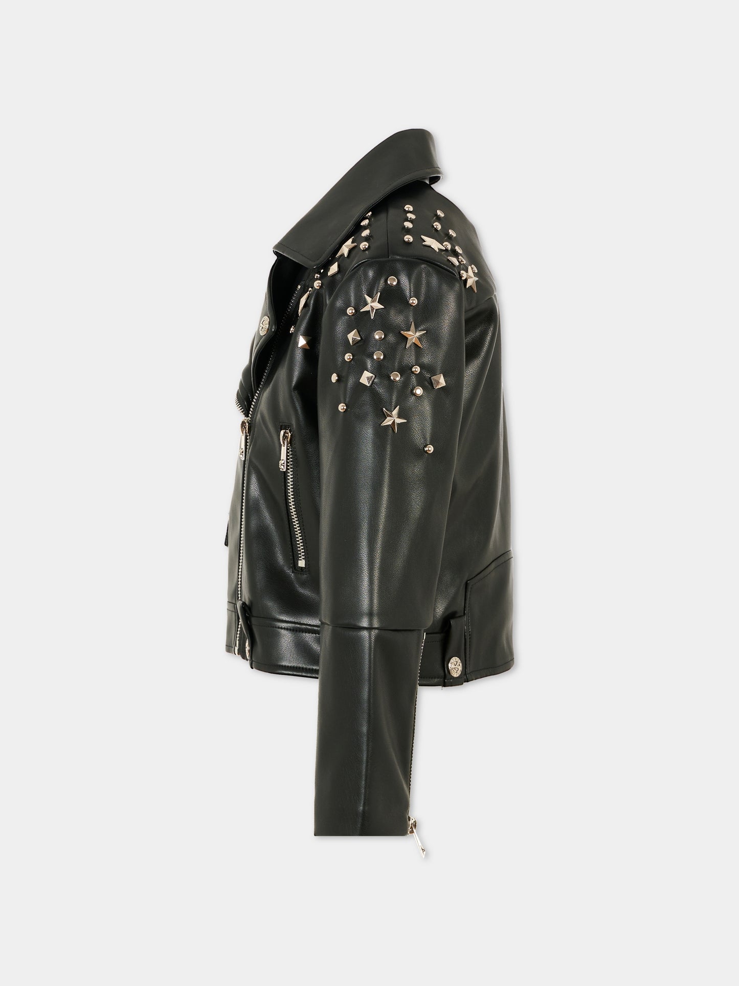 Giubbotto in ecopelle nero per bambina con borchie,Richmond,RGA25202GB BLACK