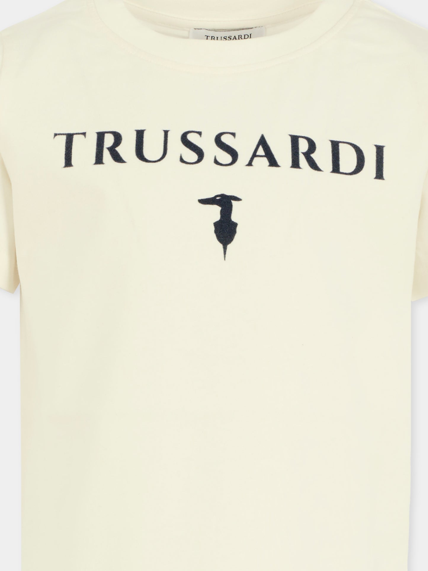 T-shirt bianca per bambino con logo,Trussardi Junior,TBA25003TS OFF-WHITE