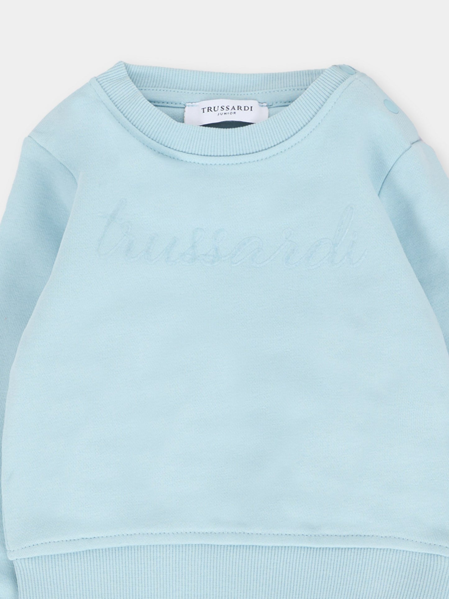 Completo celeste per neonato con logo,Trussardi Junior,TIA25001CF BLUE STERLING