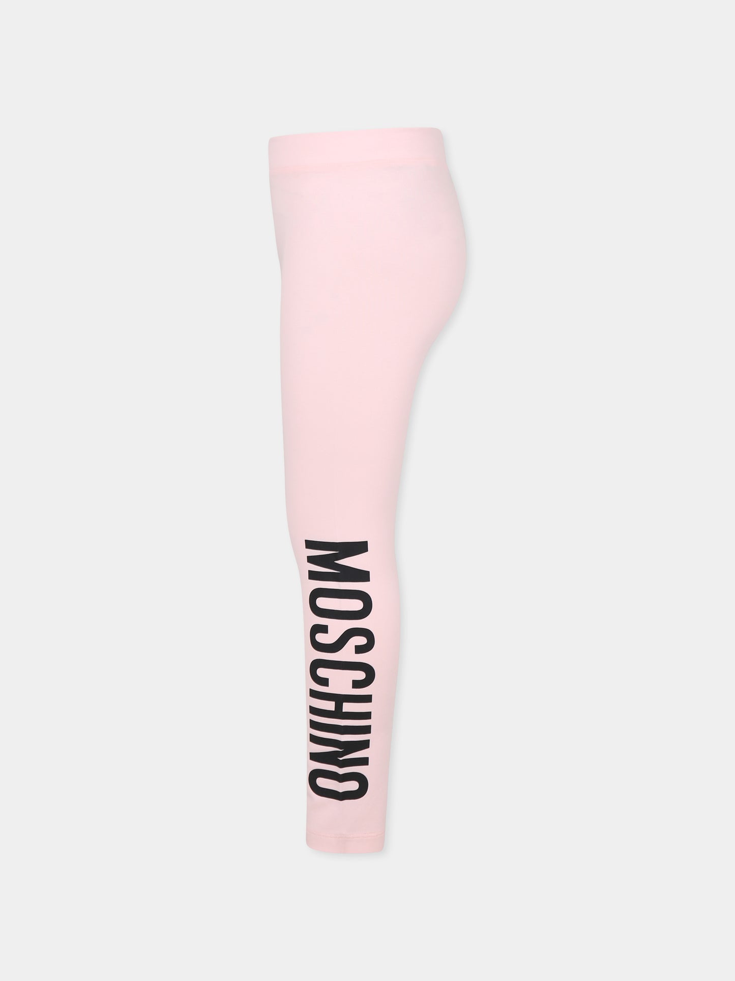 Leggings rosa per bambina con logo,Moschino Kids,HDP067 LBA11 50209