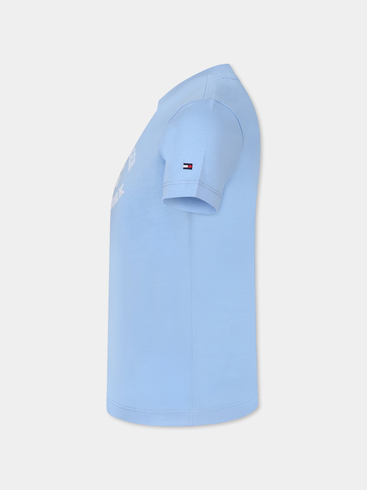 T-shirt celeste per bambino con logo,Tommy Hilfiger Junior,KB0KB08658 C1Z