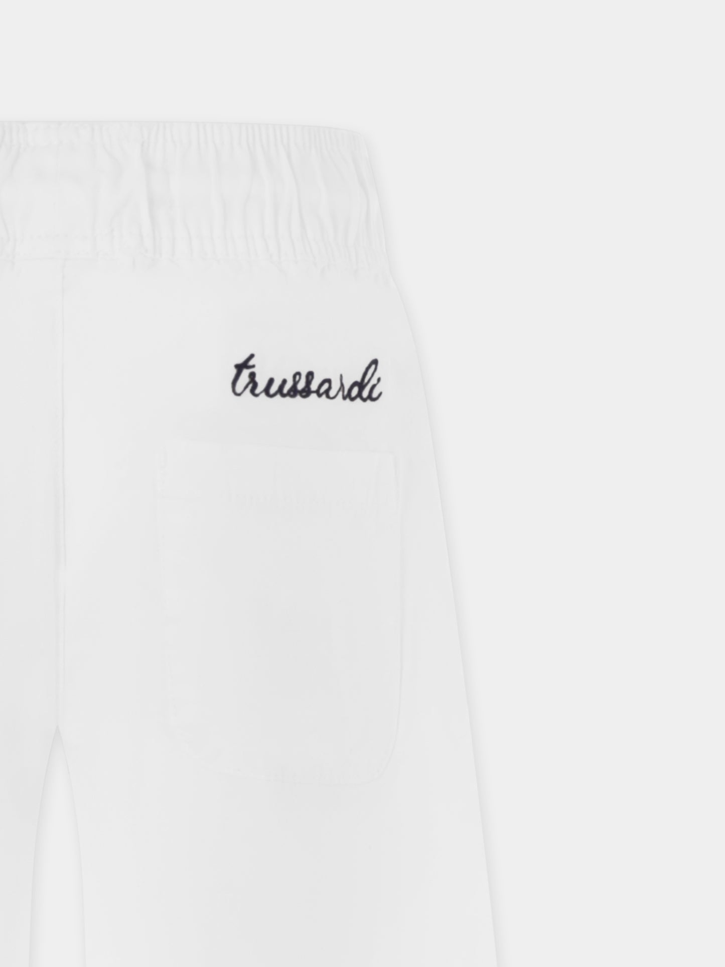 Short blanc pour garçon avec logo