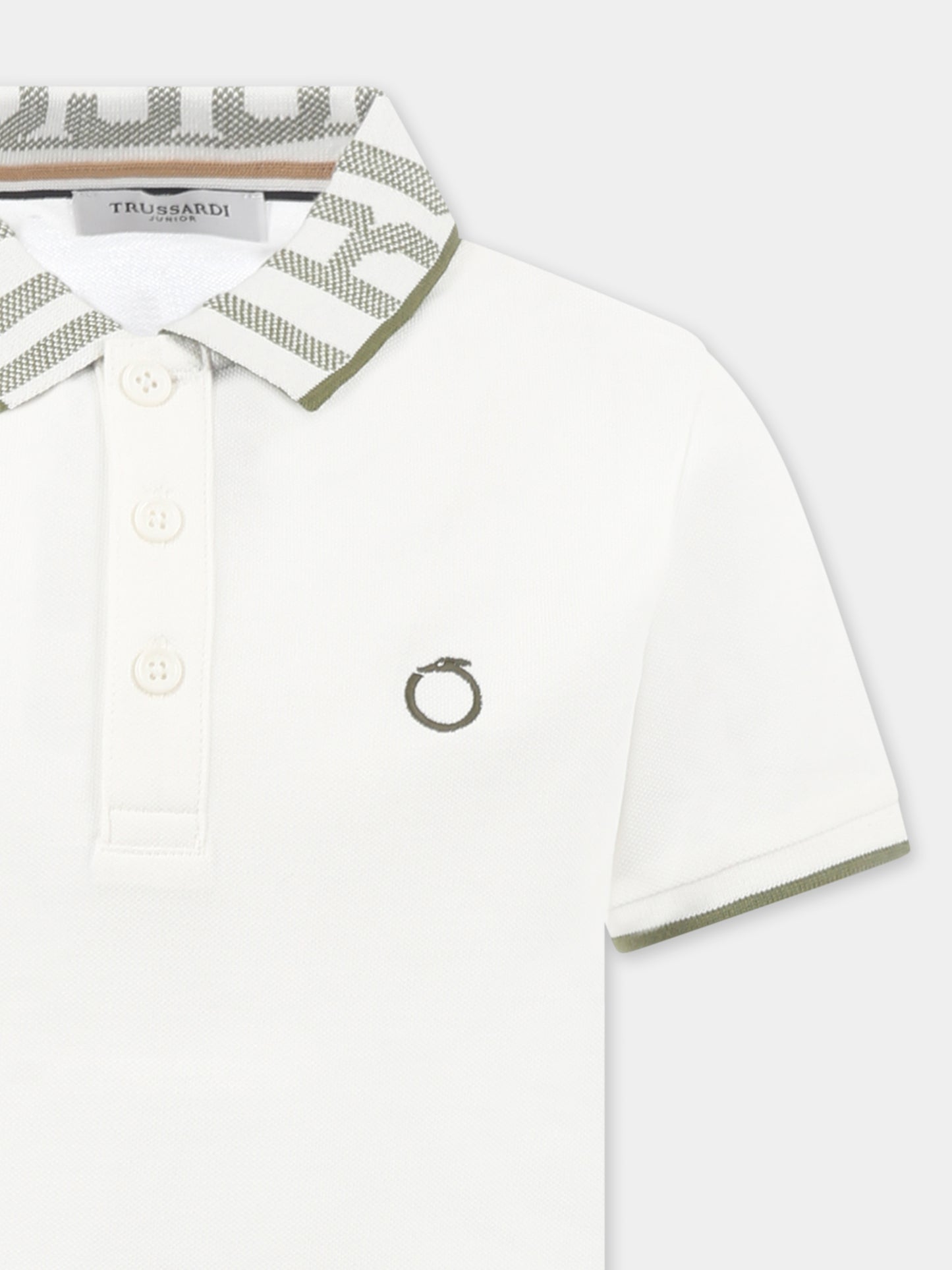 Polo bianca per bambino con logo,Trussardi Junior,TBP25122PO OFF-WHITE