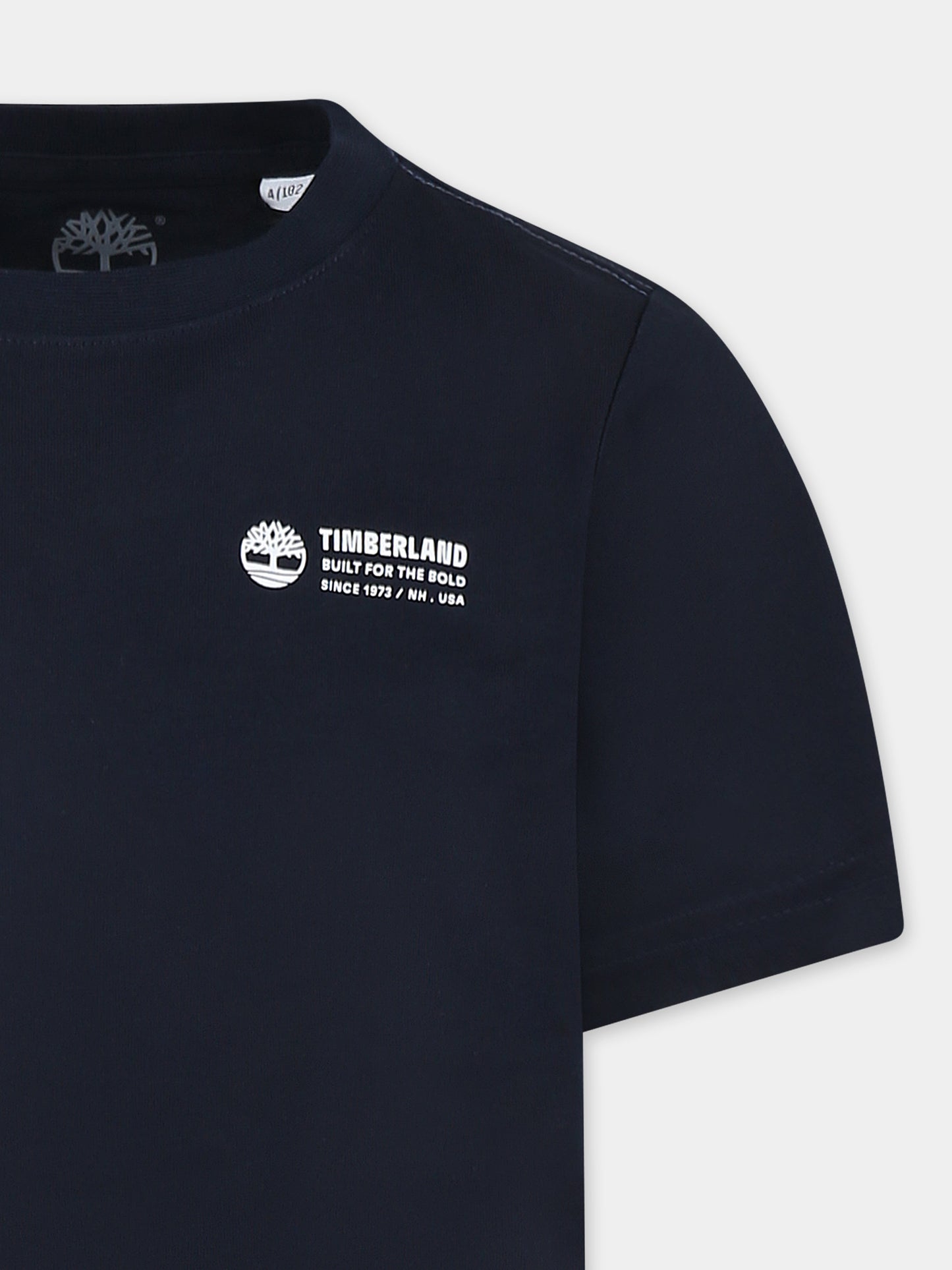 T-shirt blu per bambino con logo,Timberland,T60091 83D