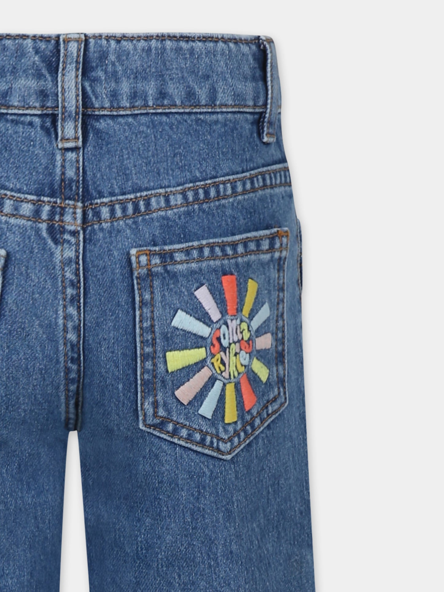 Jeans denim per bambina con logo e sole,Sonia Rykiel Paris,A00166 Z27