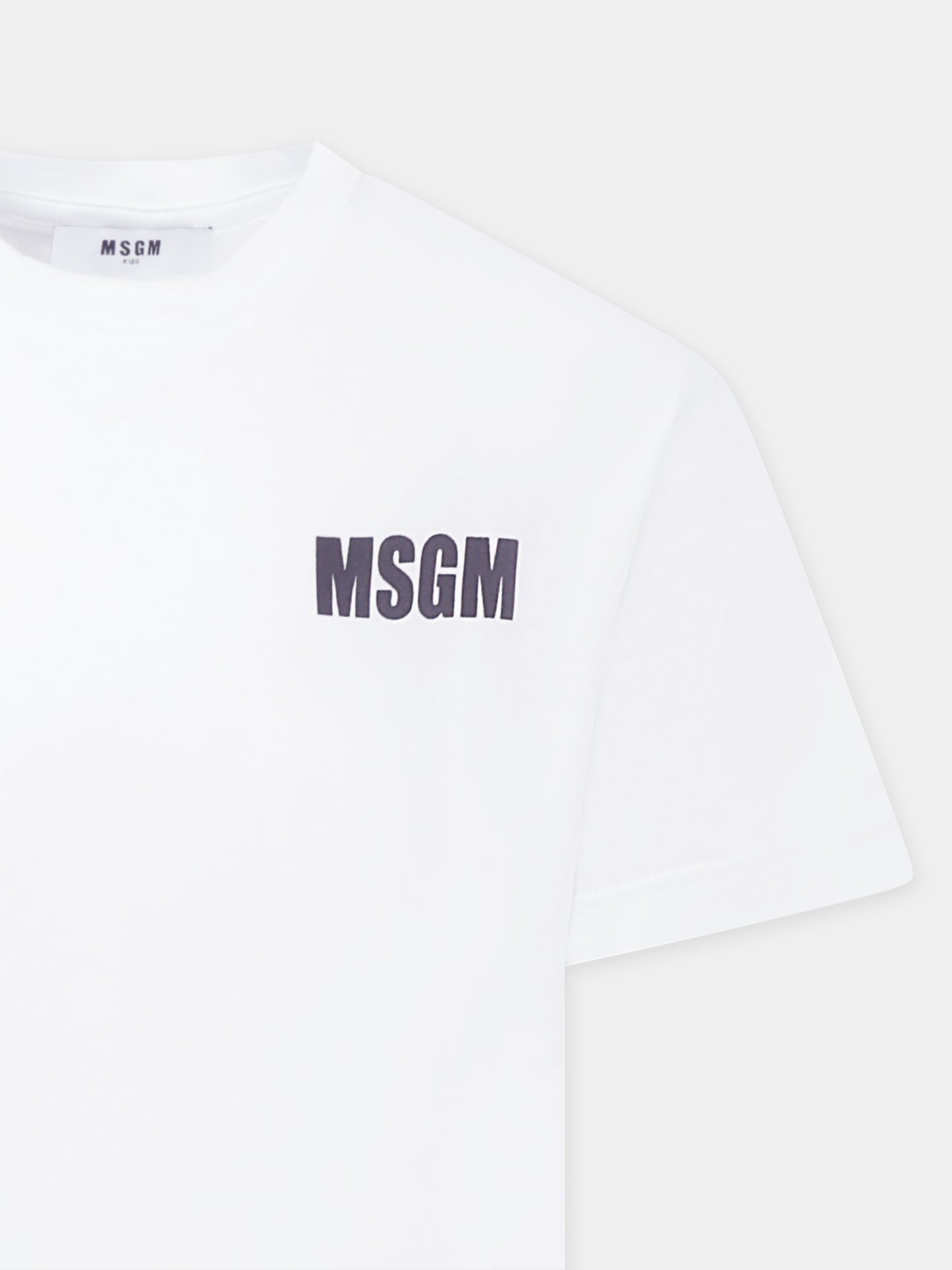 T-shirt bianca per bambini con logo,Msgm Kids,S5MSJUTH066 001