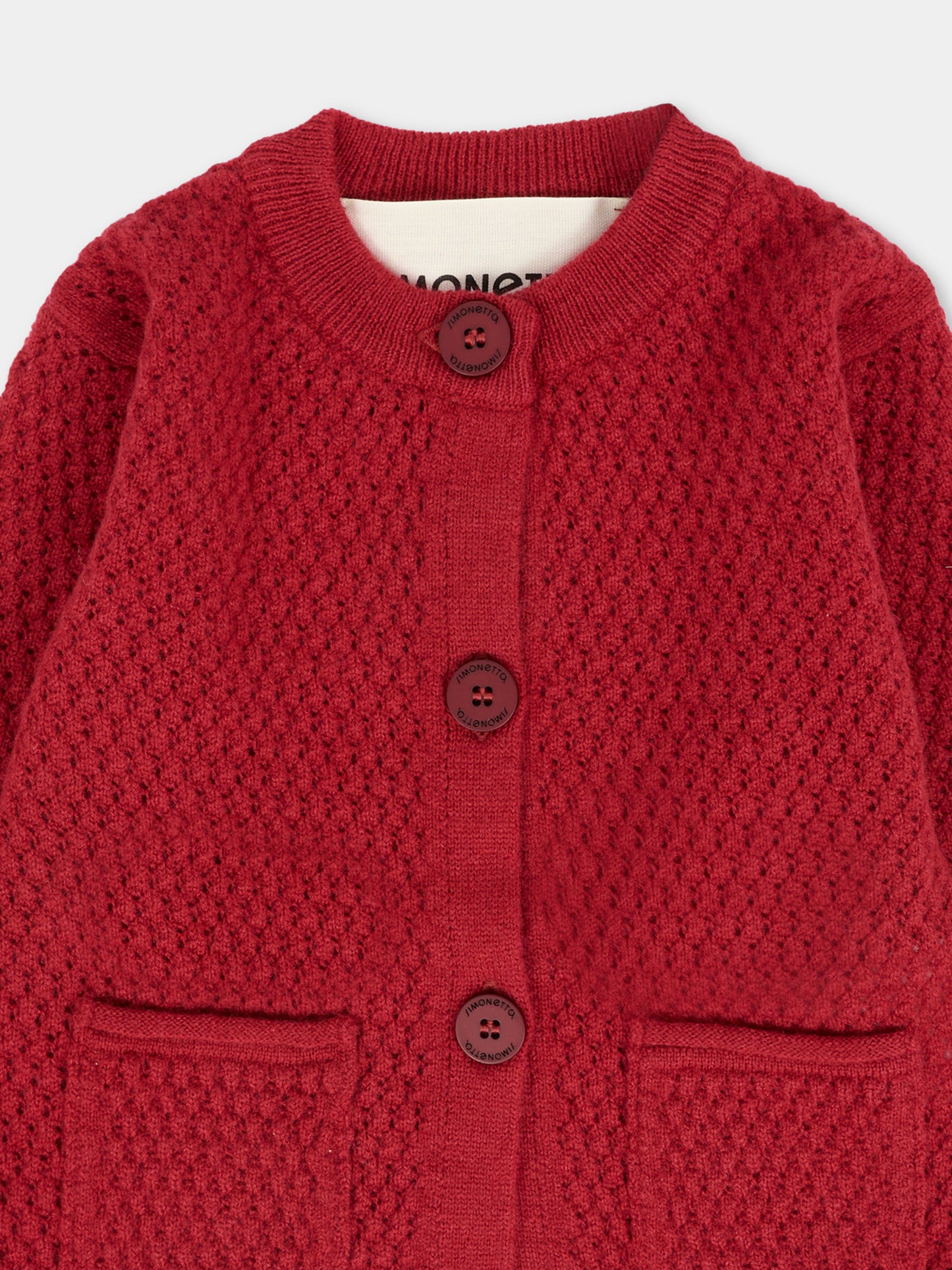 Cardigan bordeaux per neonata con logo,Simonetta,SX9000 W0023 416