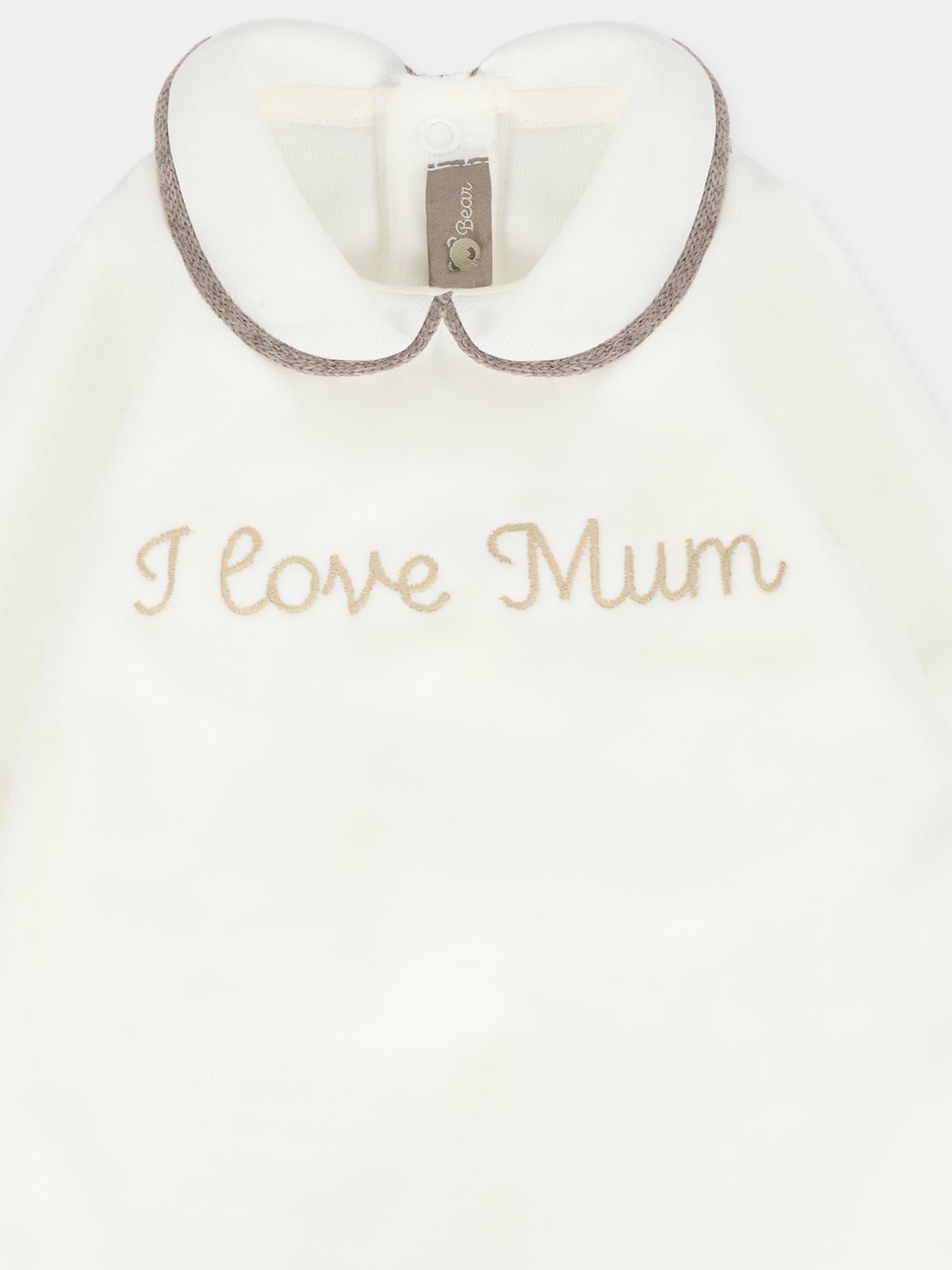 Tutina avorio per neonati con scritta I love Mum,Little Bear,2022 LATTE/TORTORA