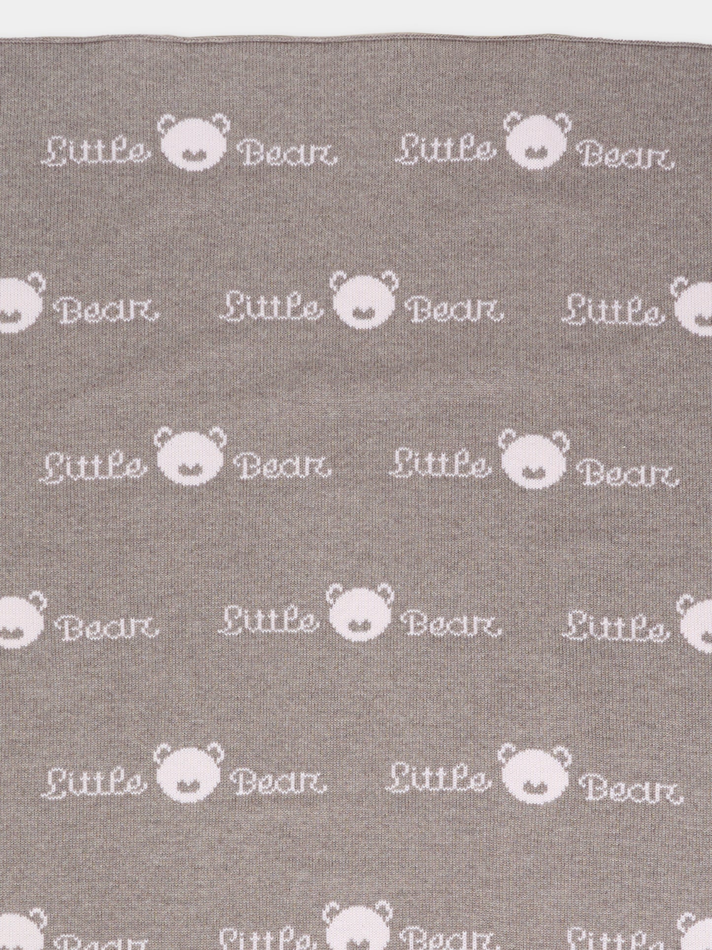 Coperta tortora per neonata con logo,Little Bear,2109 TORTORA/CIPRIA