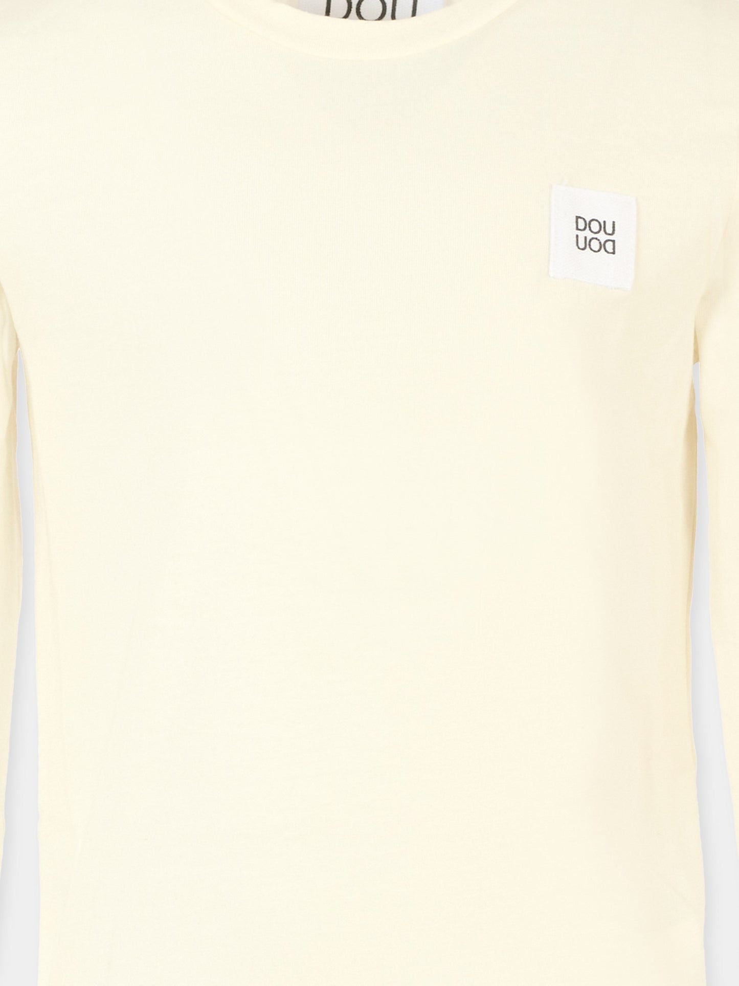 T-shirt avorio per bambina con patch logato,Douuod Kids,DX8A40 Z3382 101