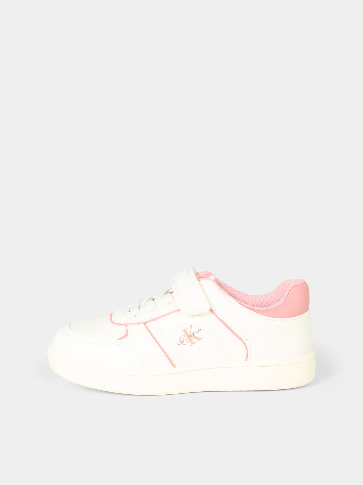 Sneakers bianche per bambina con dettagli rosa,Calvin Klein Kids,V1A9 83082 1355A708