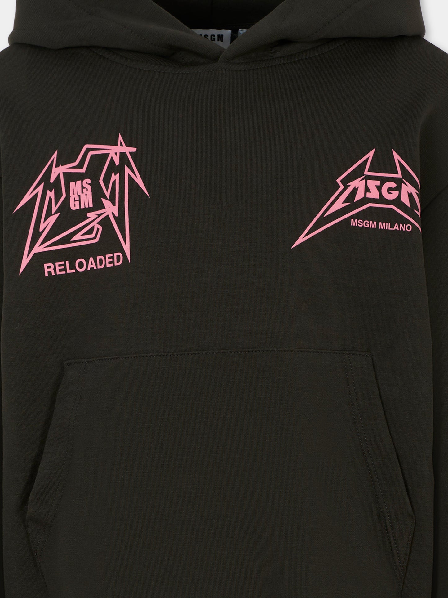 Felpa nera per bambina con logo,Msgm Kids,F5MSJGHS152 MS063