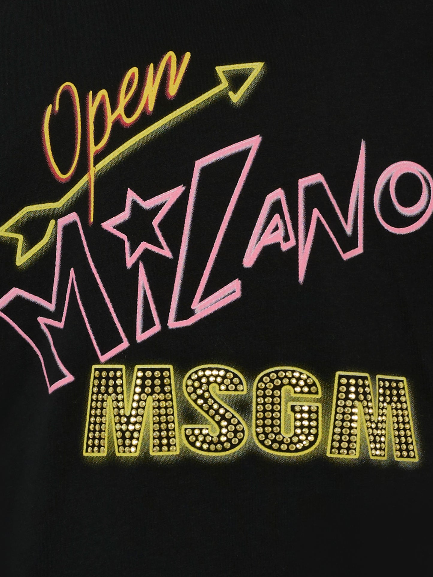 T-shirt nera per bambina con logo e borchie,Msgm Kids,F5MSJGTH154 110