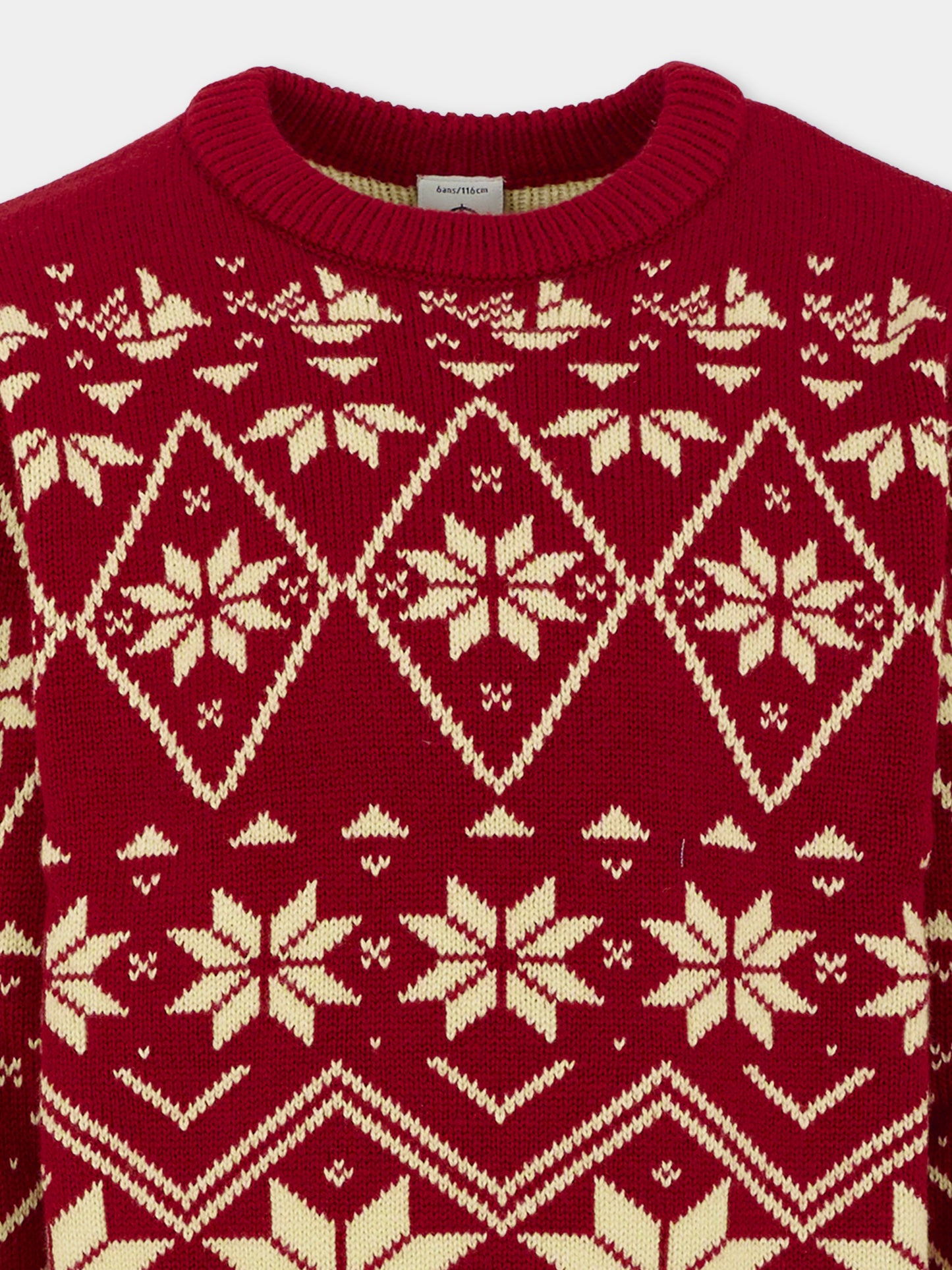 Maglione rosso per bambino con motivo jacquard,Petit Bateau,A0EEP 01