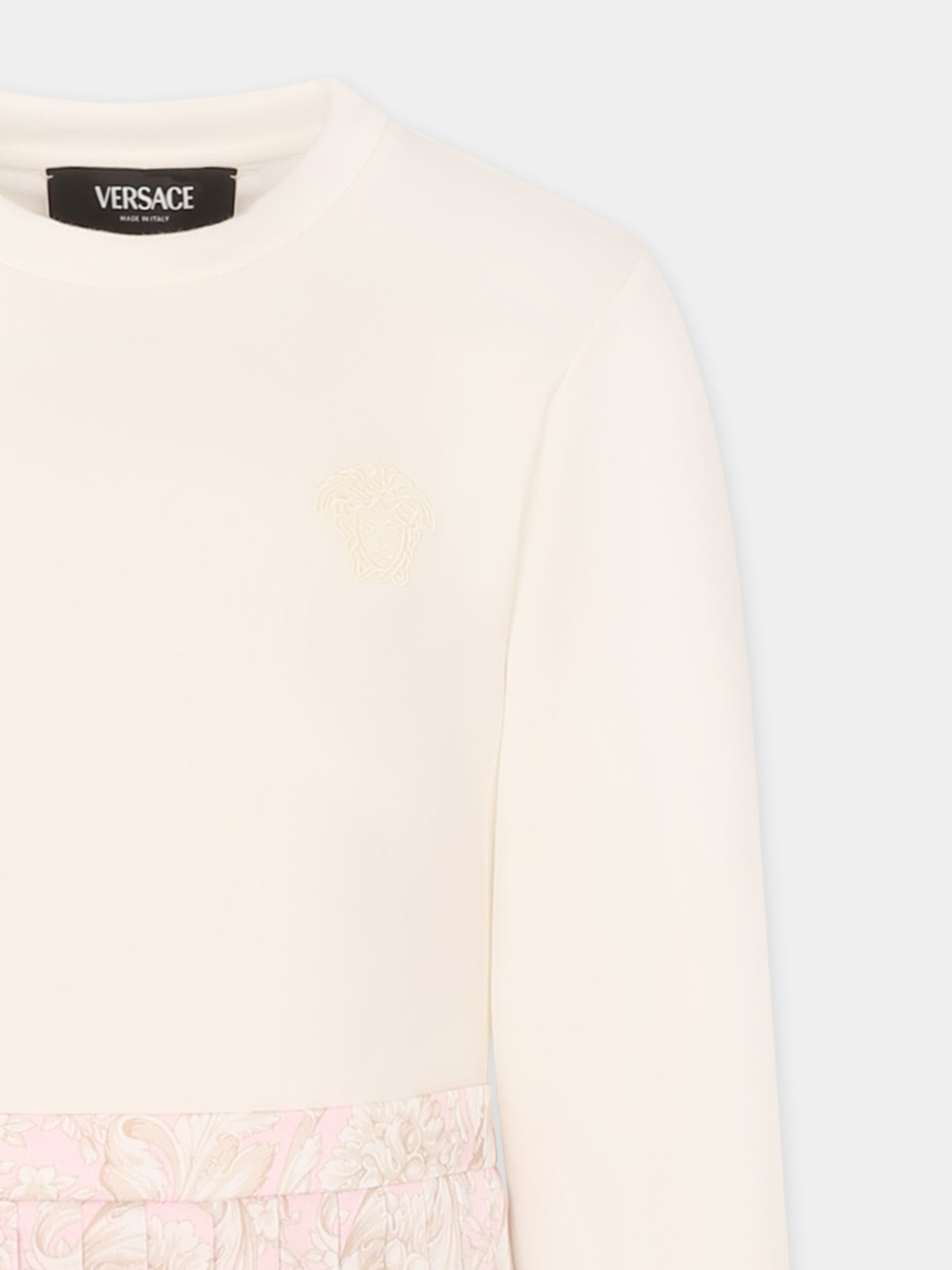 Vestito bianco per bambina con Medusa,Versace,1018610 1A13258 6WF50