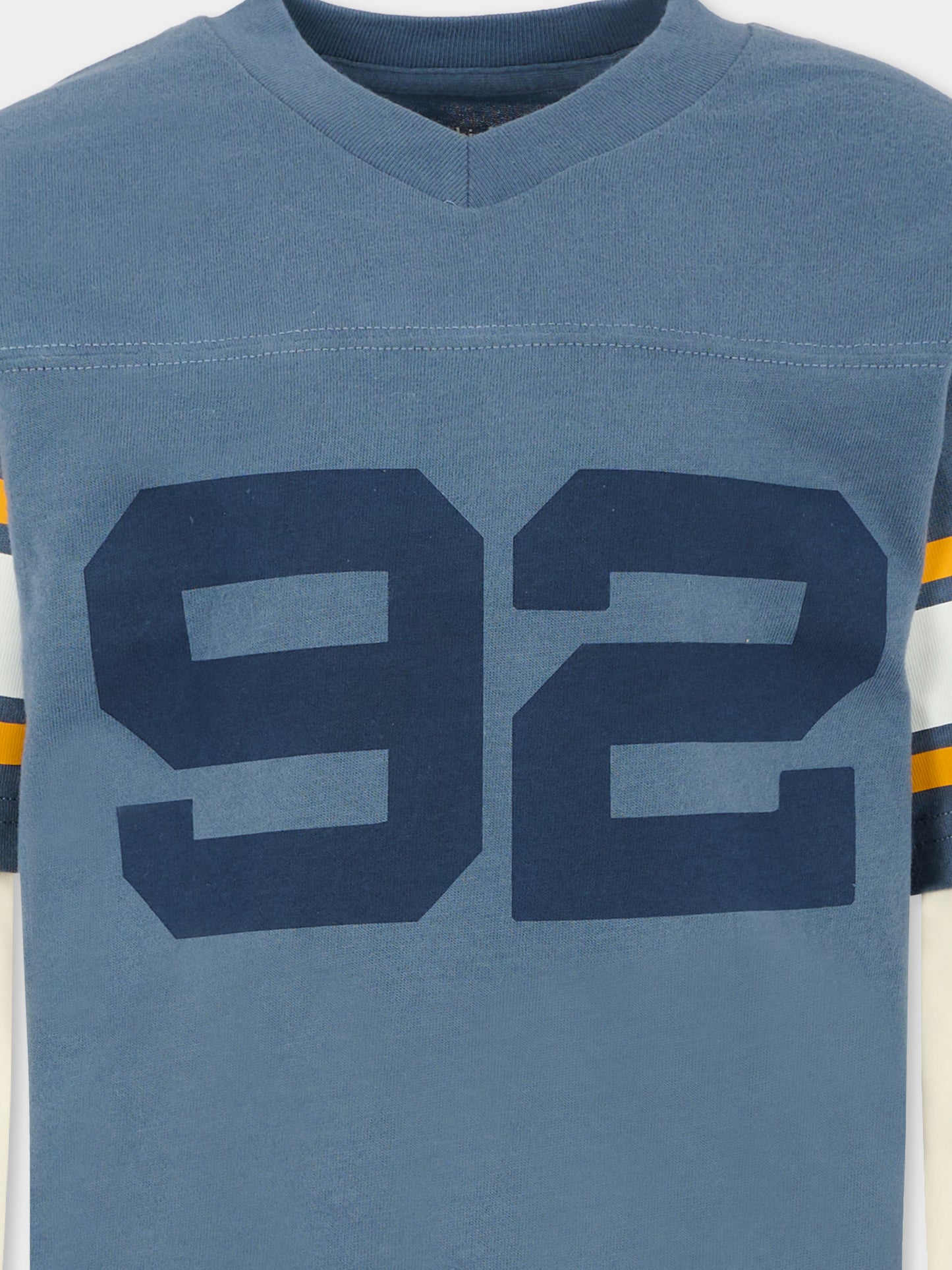 T-shirt blu per bambino con logo e numeri,Abercrombie & Fitch,AF93AF45 93AF45 C1E