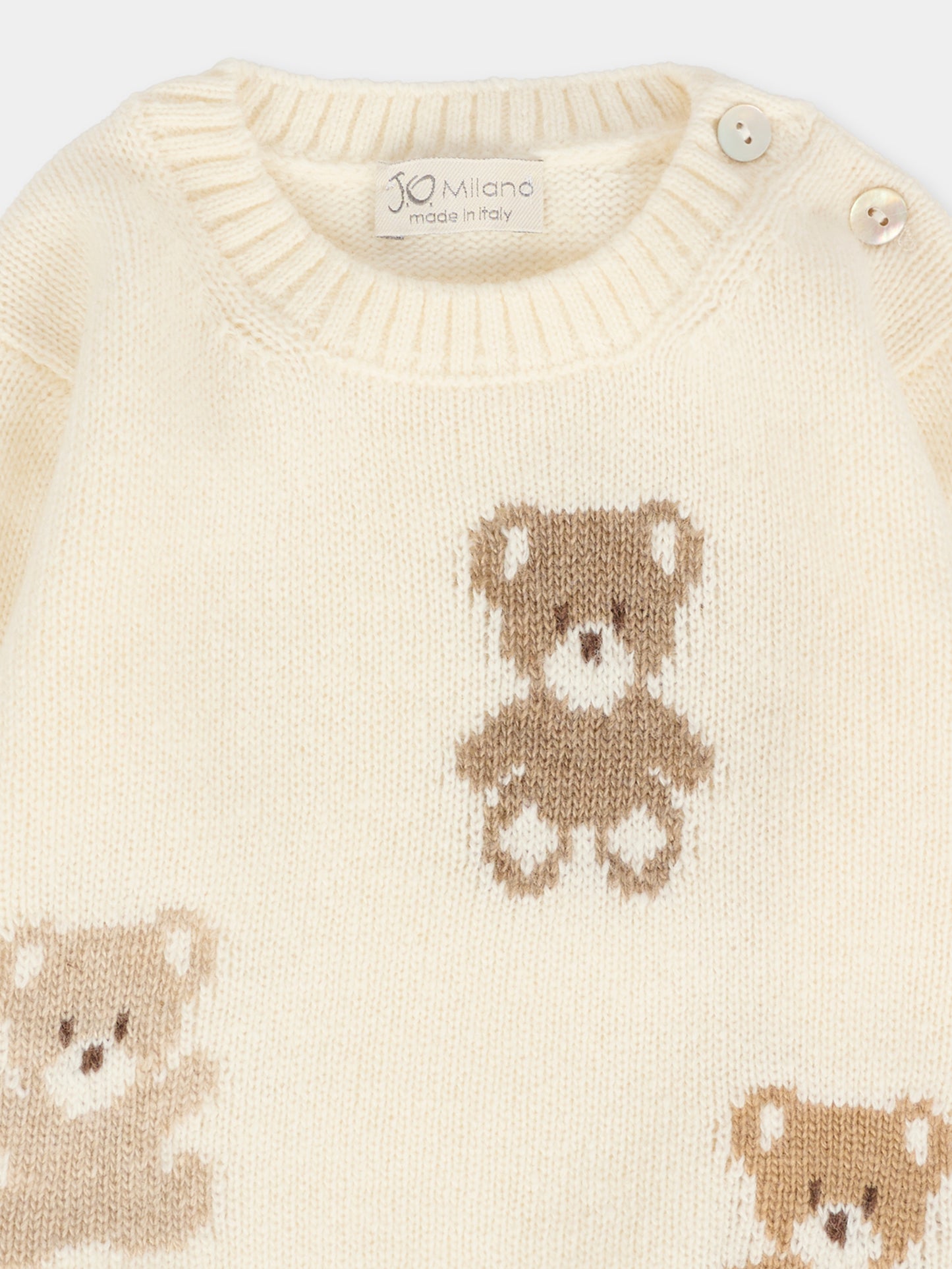 Maglione avorio per neonati con orsetti,J.o. Milano,563A1 PANNA
