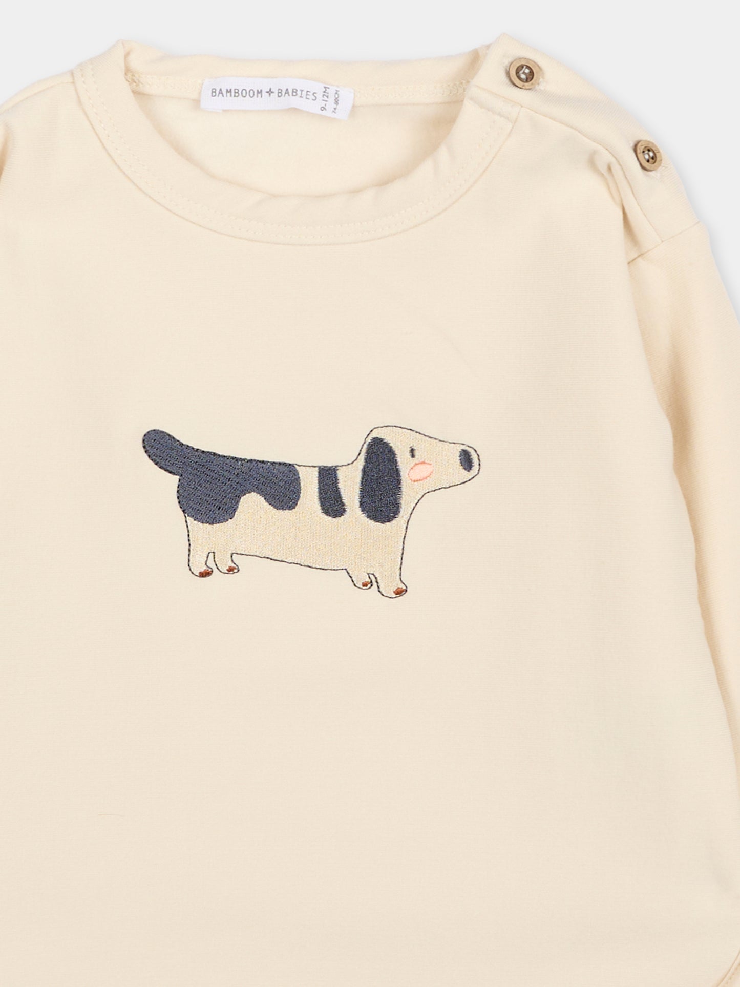 Felpa avorio per neonati con cane,Bamboom,1075 WARM WHITE