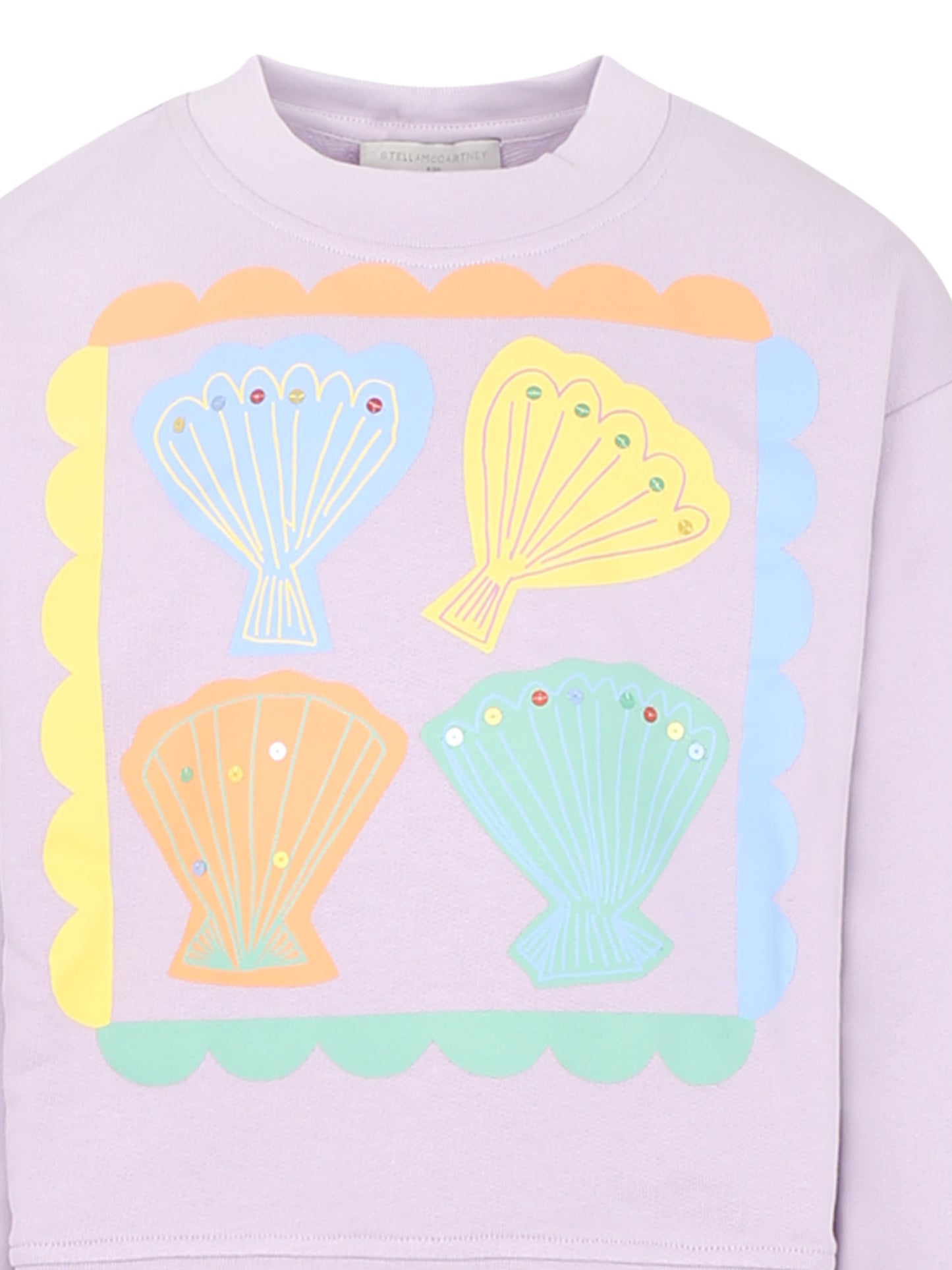 Completo lilla per bambina con stampa conchiglie,Stella Mccartney Kids,TU3A50 Z0499 572