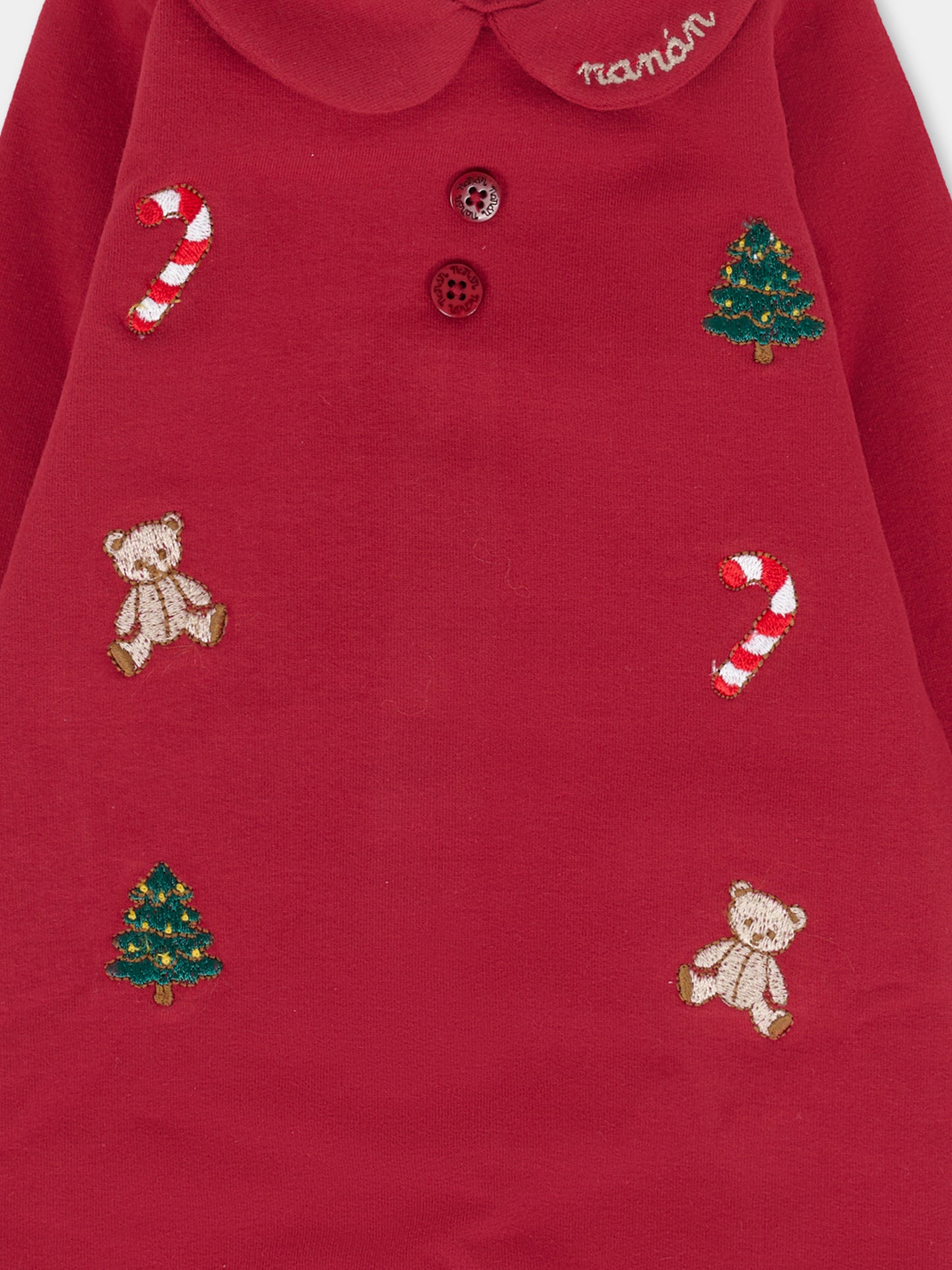 Tutina rossa per neonati con ricami natalizi,Nanán,I25029RS