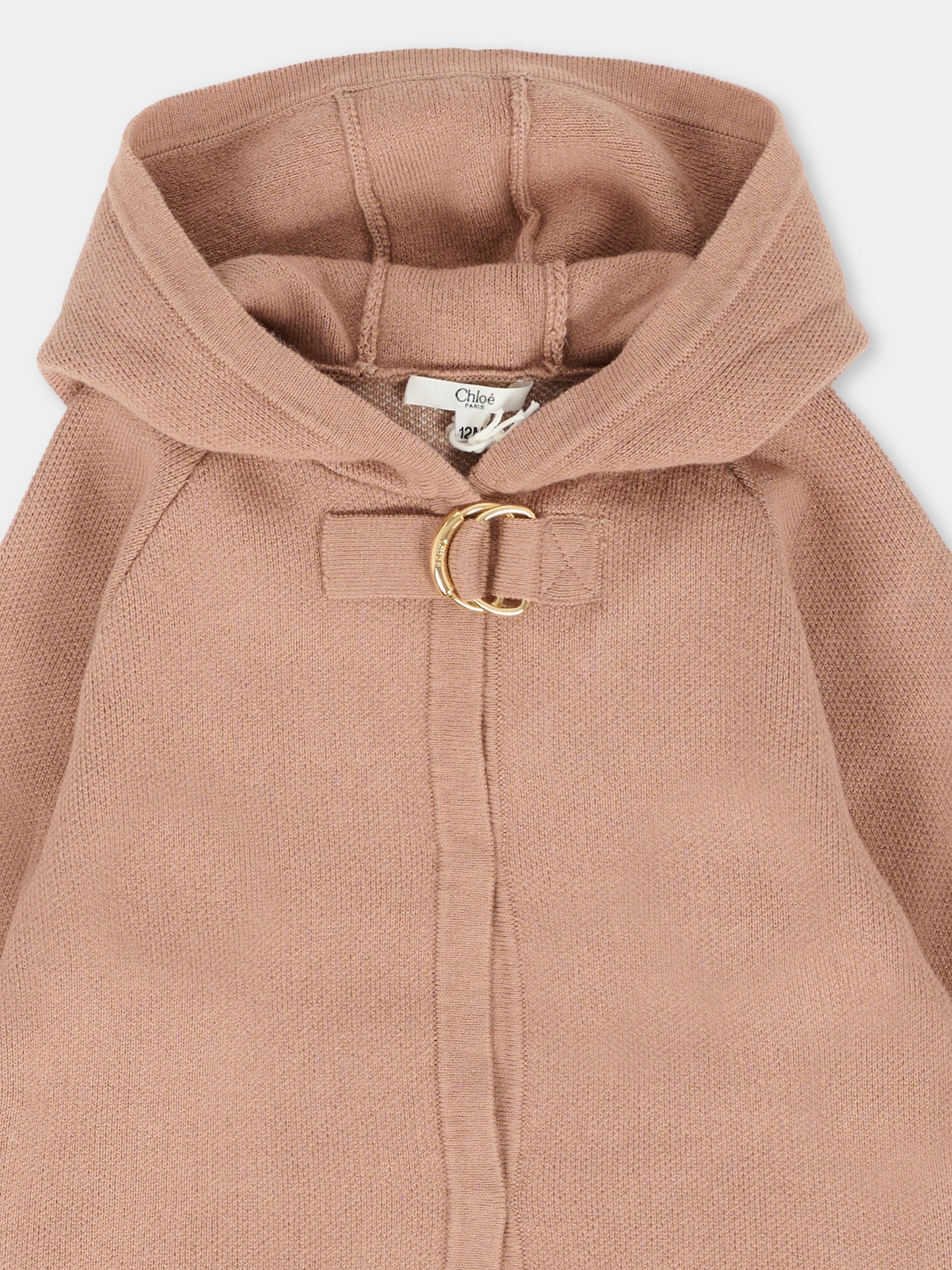 Cappa beige per neonata con logo,Chloé Kids,C20802 244