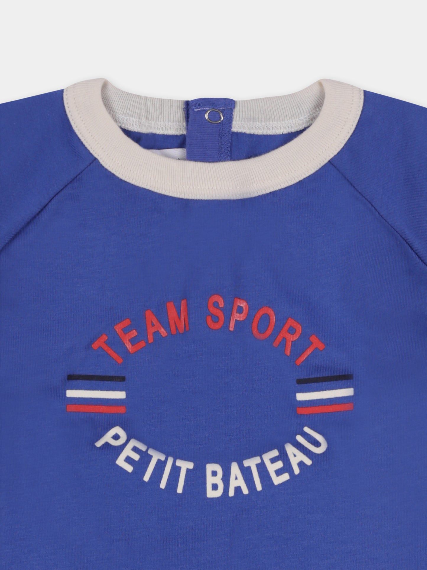 T-shirt blu per neonato con logo e scritta,Petit Bateau,A0BDX 01