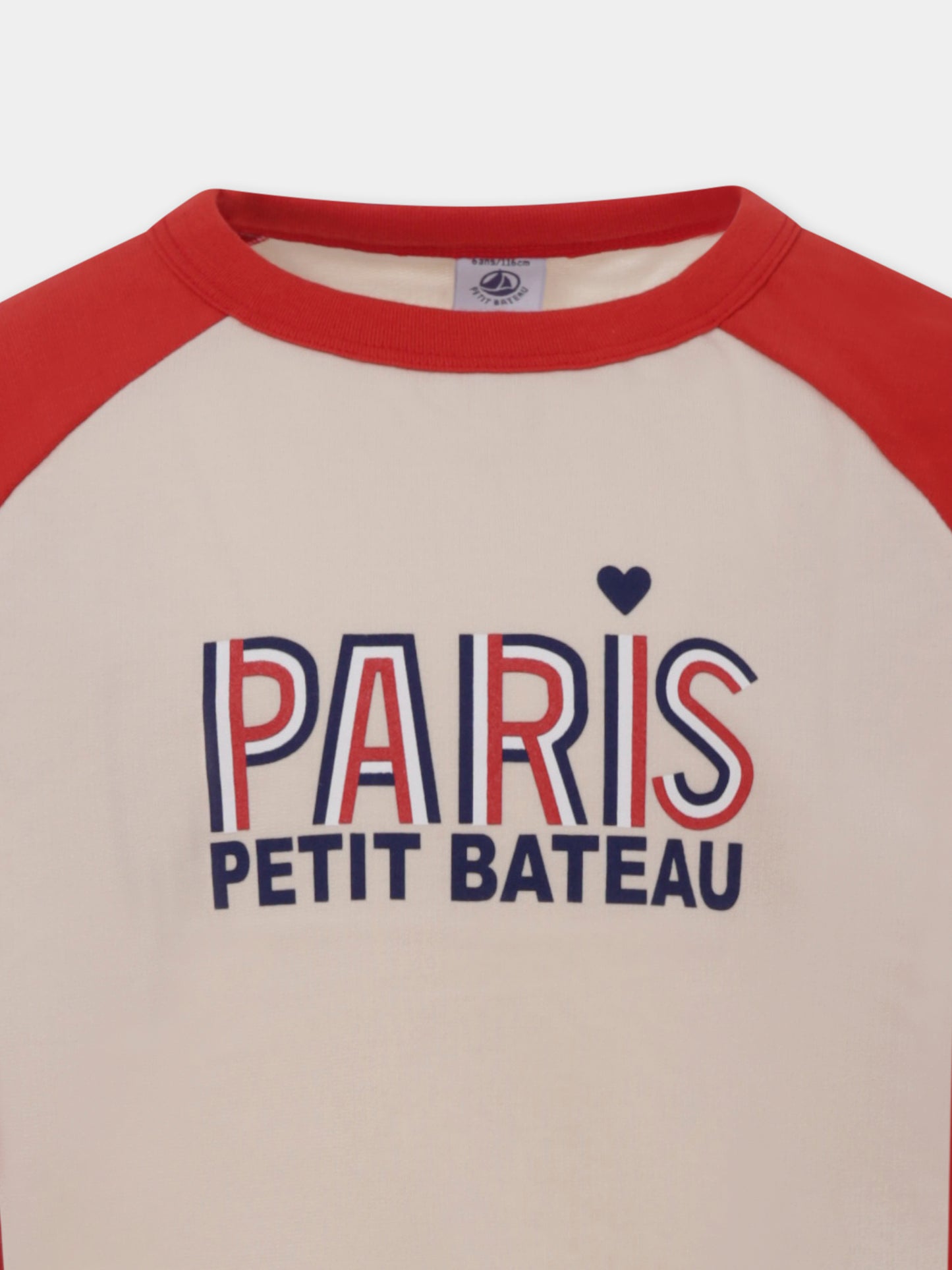 Felpa avorio per bambino con logo e scritta,Petit Bateau,A0A2E 01