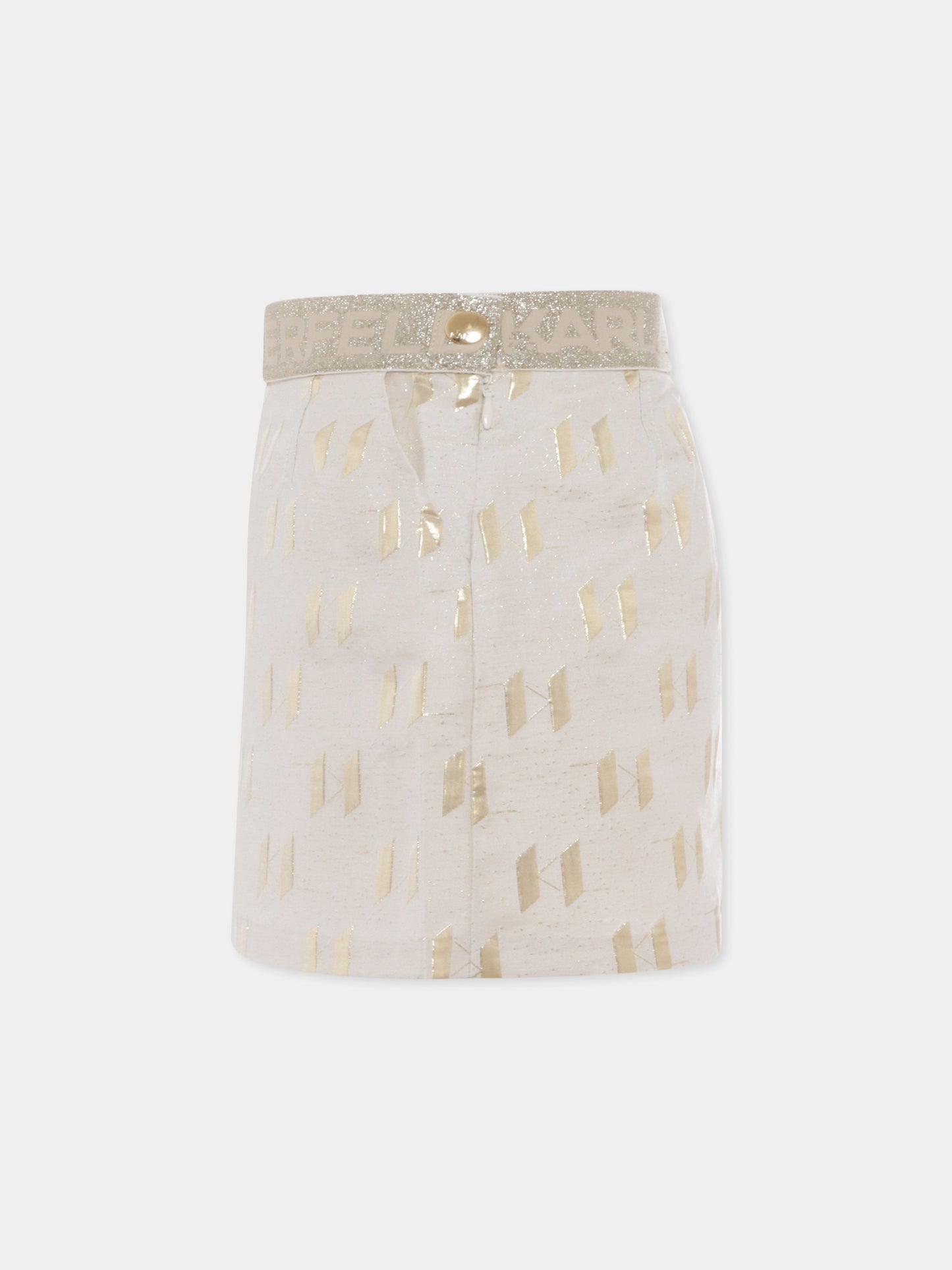 Gonna avorio per bambina con logo all over,Karl Lagerfeld Kids,Z30584 N81