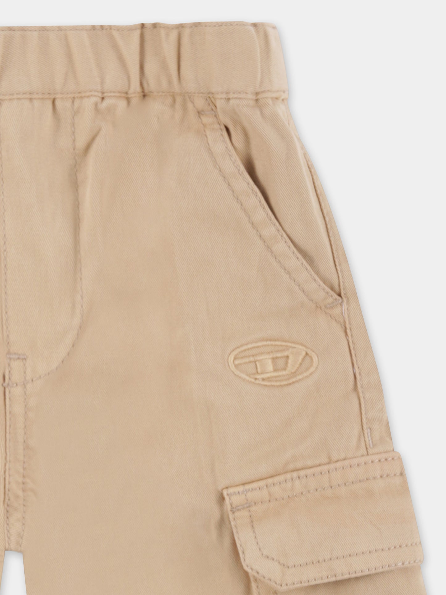 Pantaloni beige per neonata con logo,Diesel,K00603 KXBJ1 K744