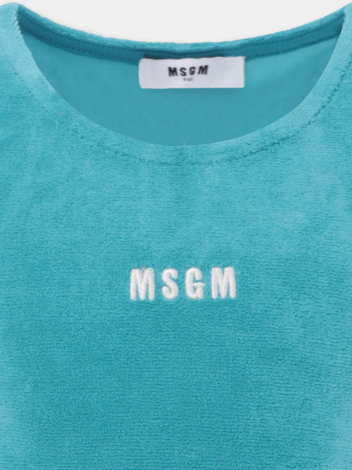Top crop celeste per bambina con logo,Msgm Kids,S4MSJGTH164 051