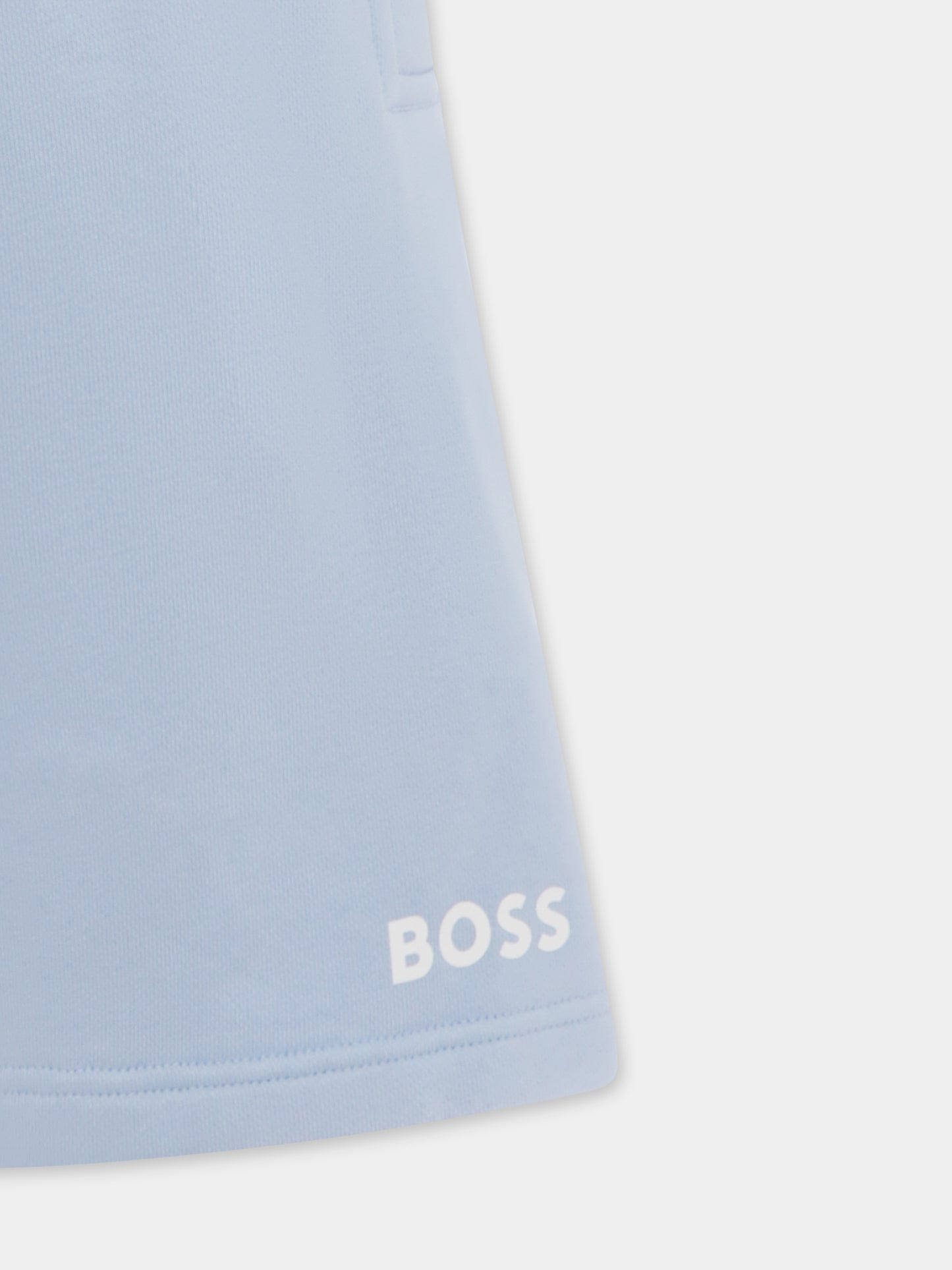 Shorts celeste per bambino con logo,Boss,J50680 783