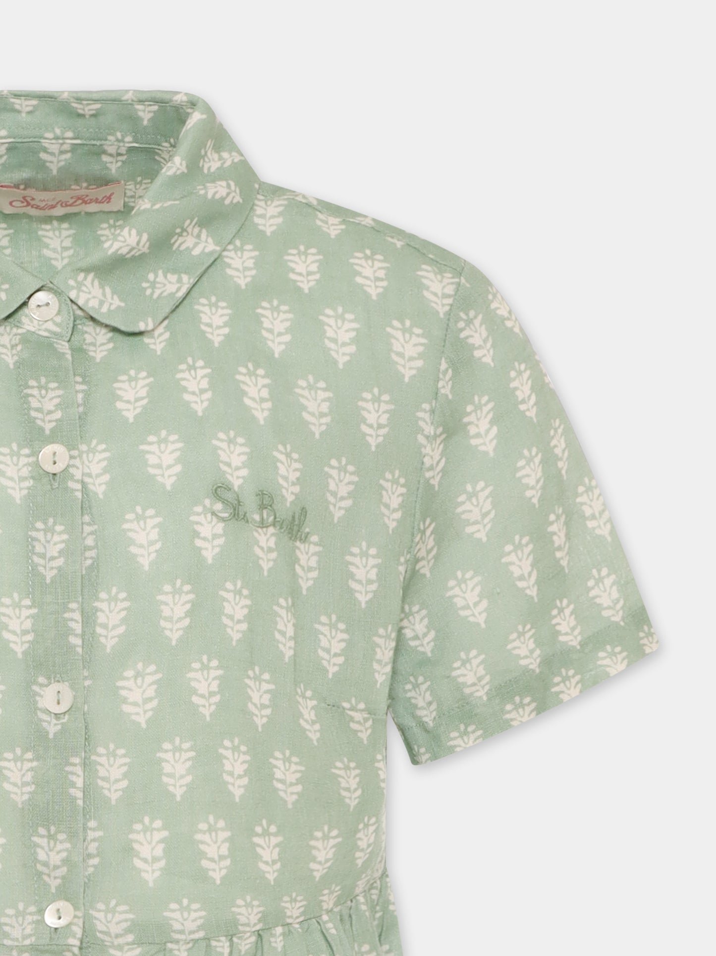 Robe verte pour fille avec imprimé floral