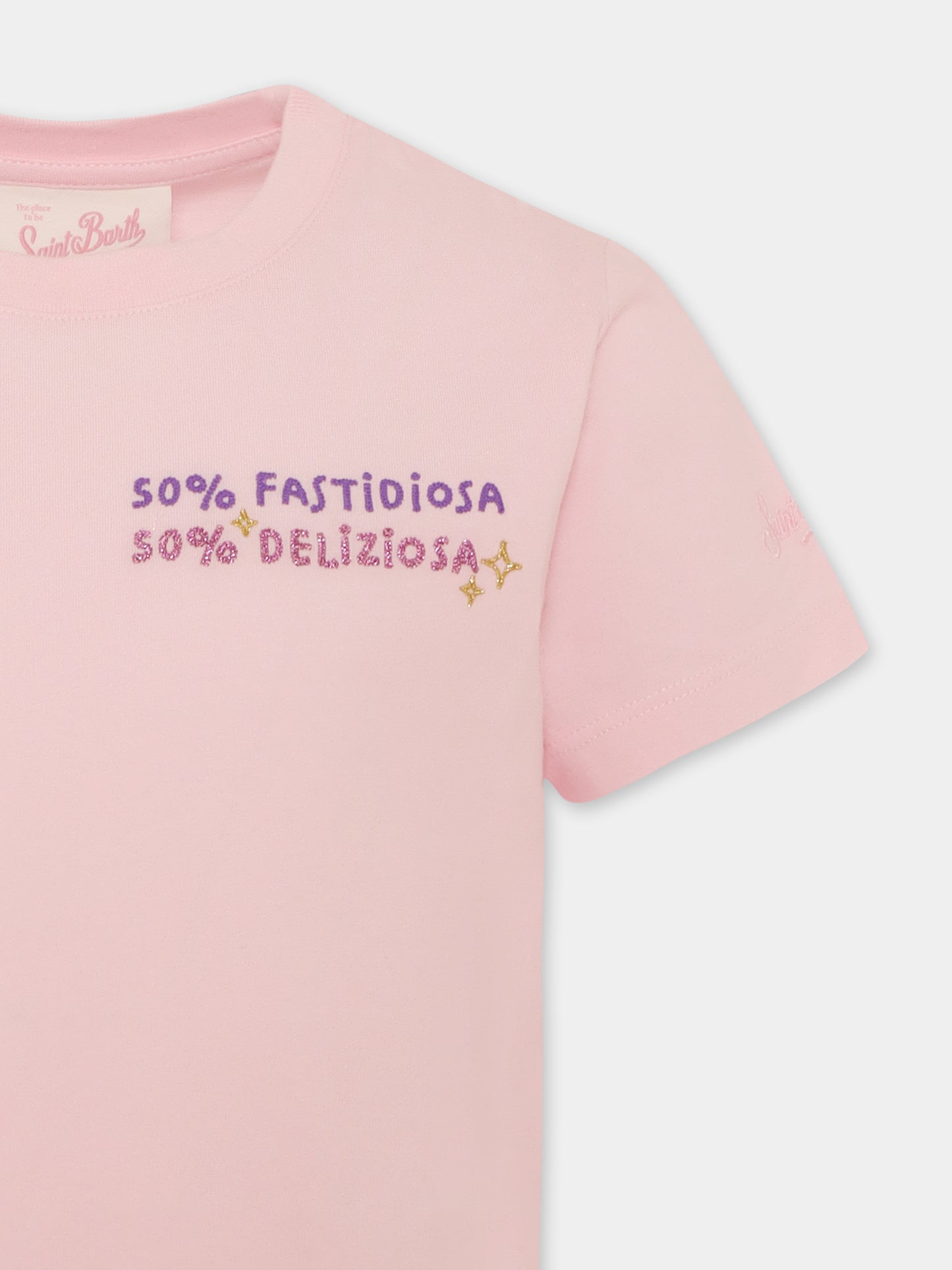 T-shirt rose pour fille avec écriture