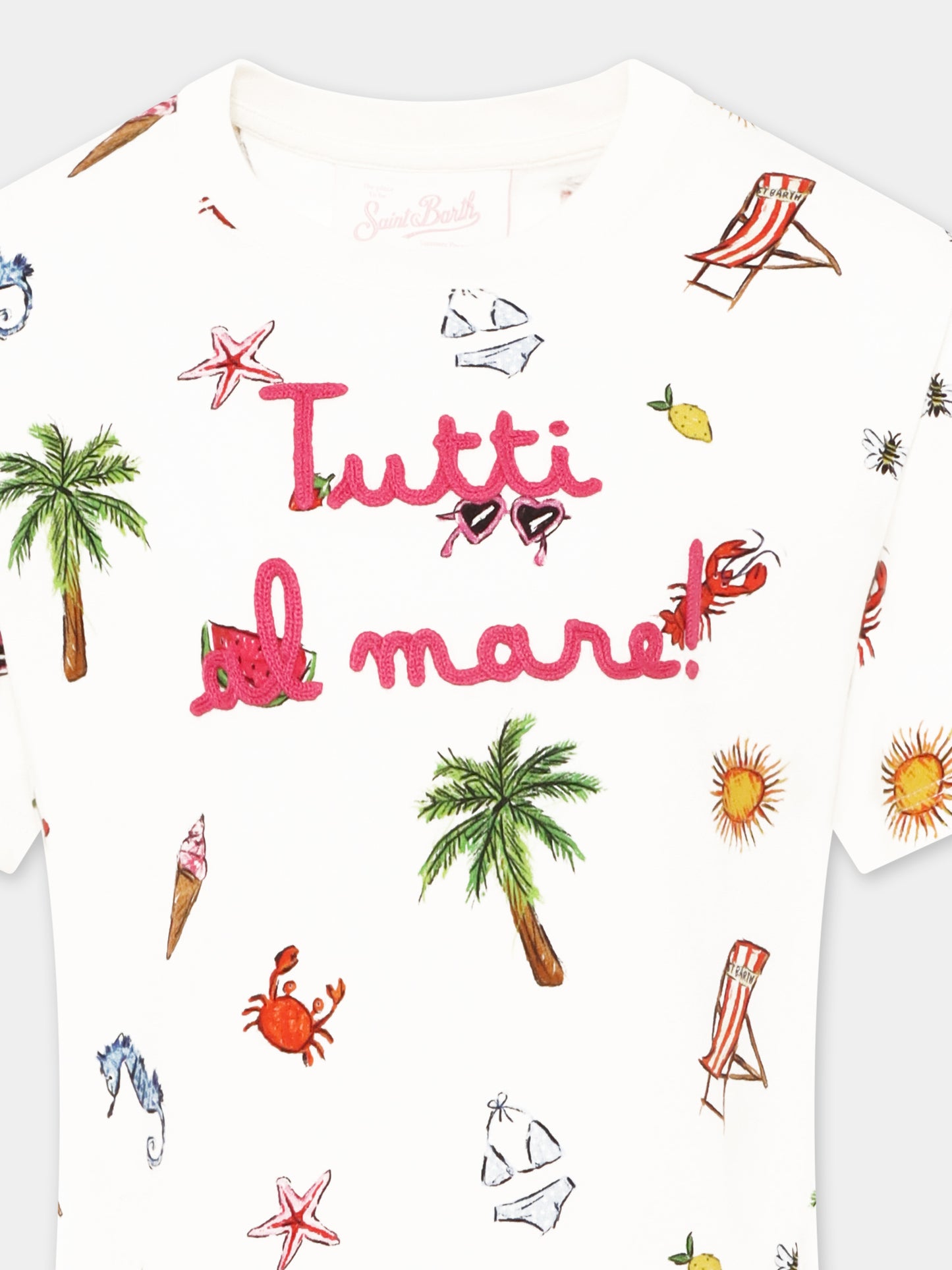 Robe blanche pour fille avec imprimé estival