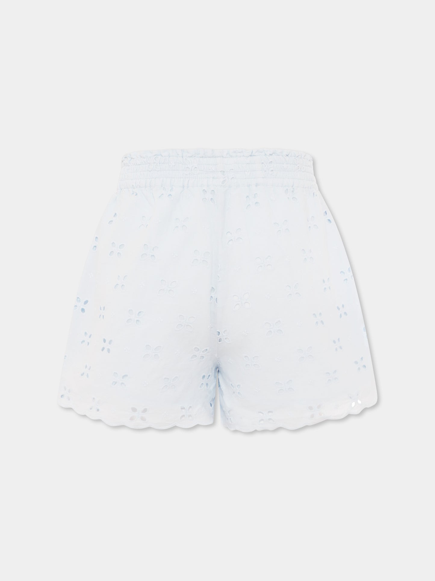 Short bleu clair pour fille avec fleurs