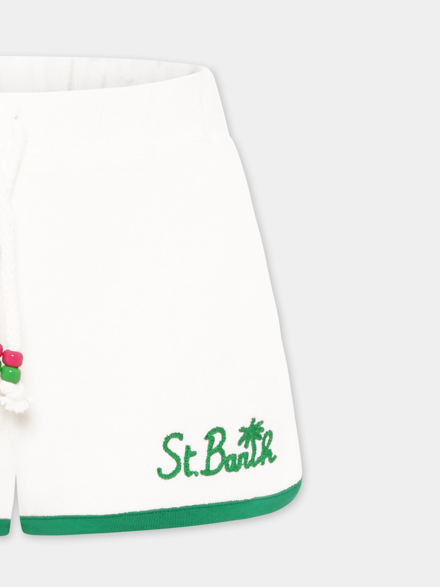 Short blanc pour fille avec logo