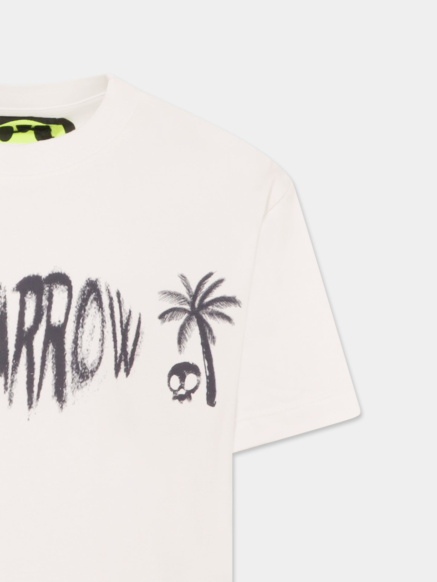 T-shirt bianca per bambini con smile e palma,Barrow,S5BKJUTH058 002