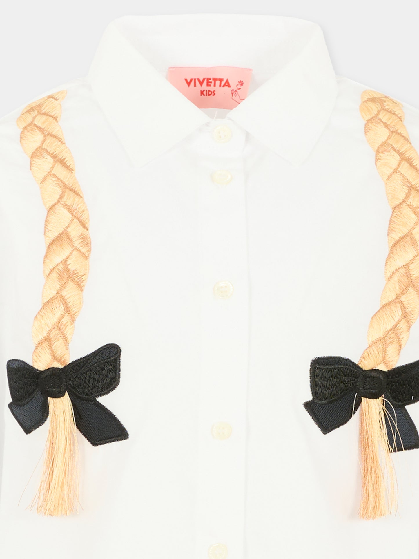Camicia bianca per bambina con trecce,Vivetta Kids,VI2537B