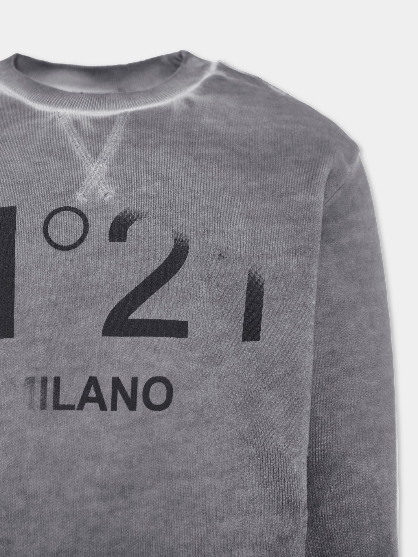 Felpa marrone per bambino con logo,N°21 Kids,N21970 N0373 0N924
