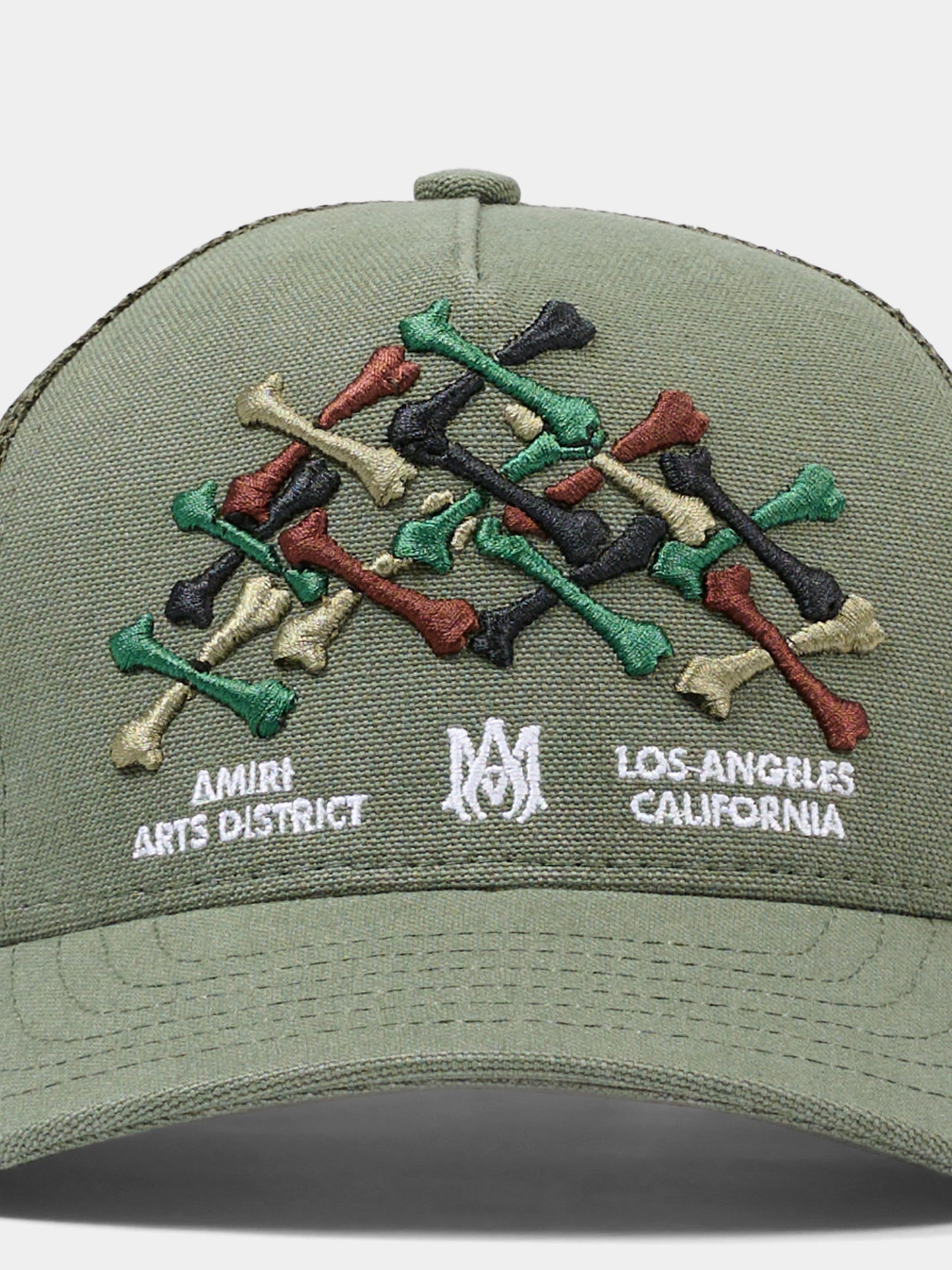 Cappello con visiera verde per bambini con ricamo,Amiri,ACSAHE1001 DARK SAGE