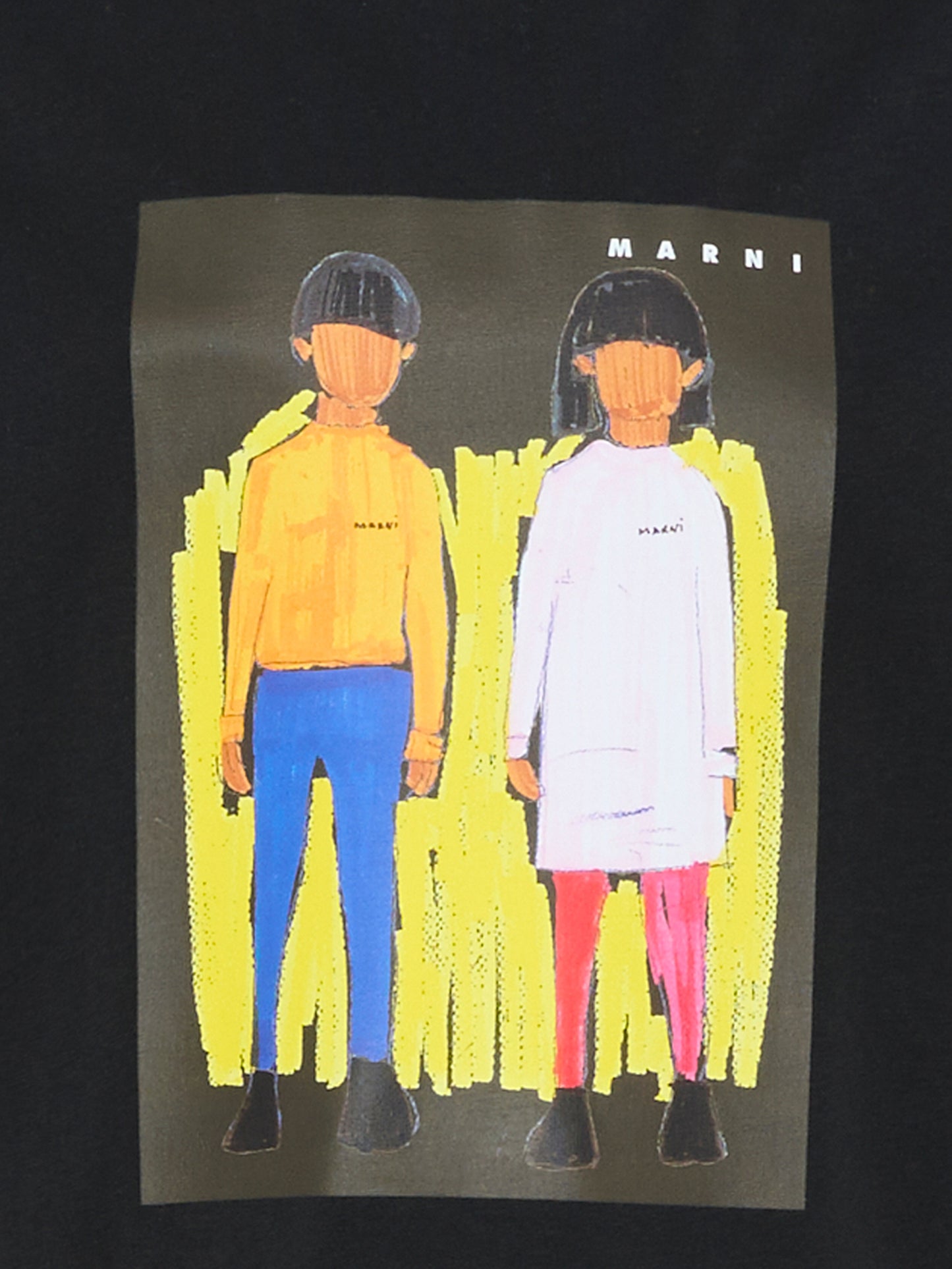 T-shirt nera per bambina con stampa bambini,Marni Kids,M01671 M00HZ 0M900