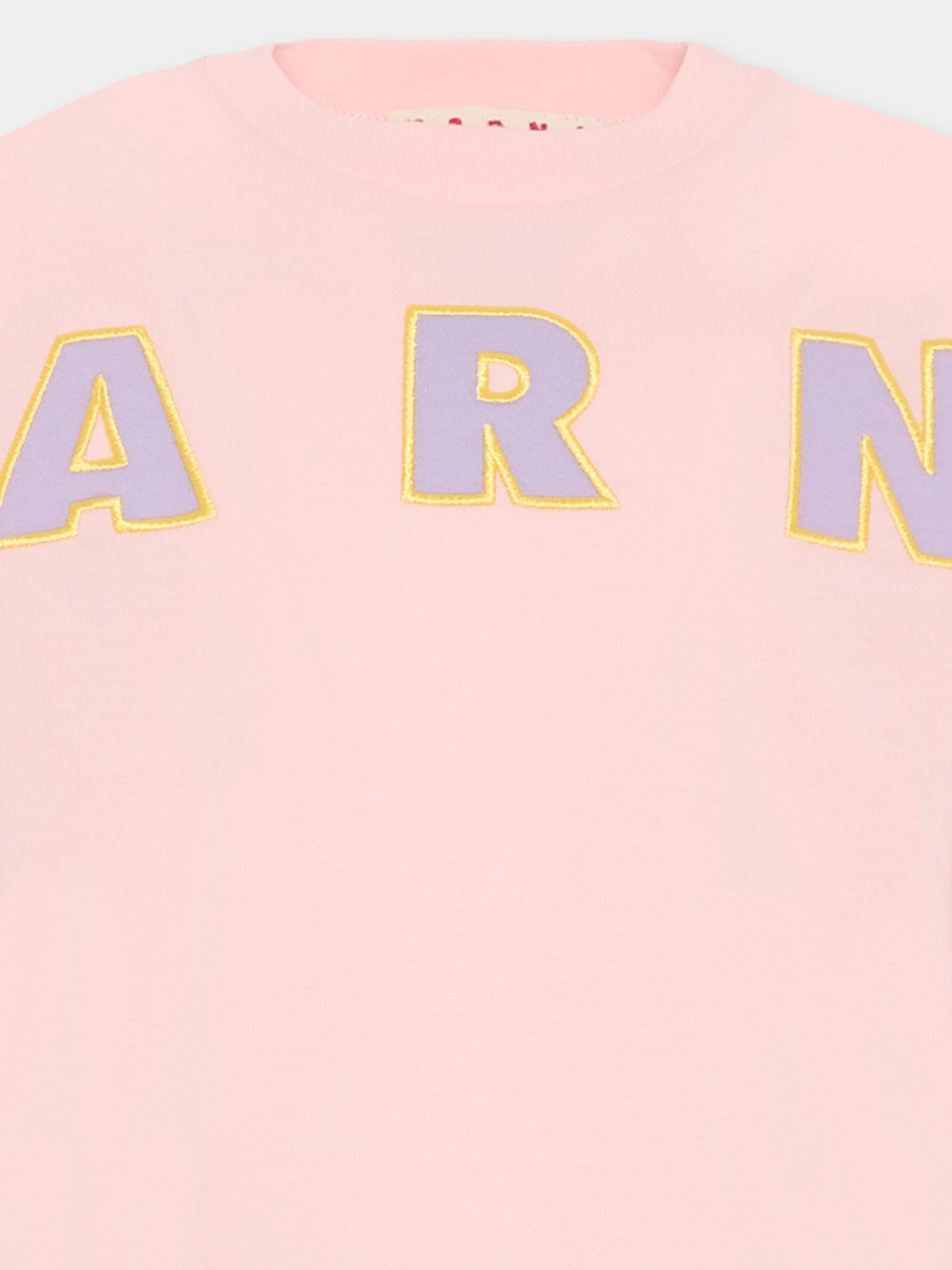 T-shirt rosa per bambina con logo,Marni Kids,M01733 M00RF 0M351