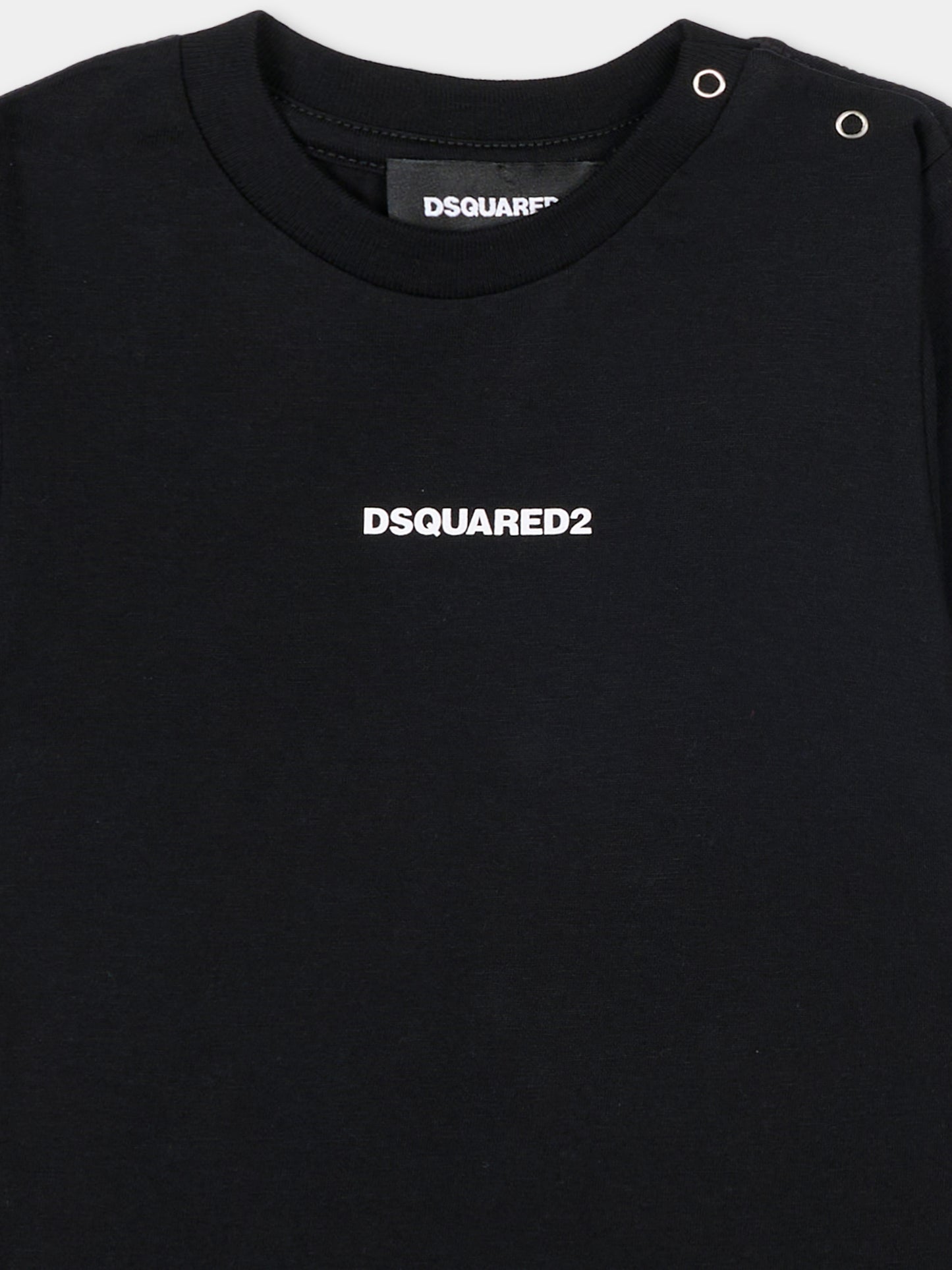T-shirt nera per neonato con logo,Dsquared2,DQ2853 D004G DQ900