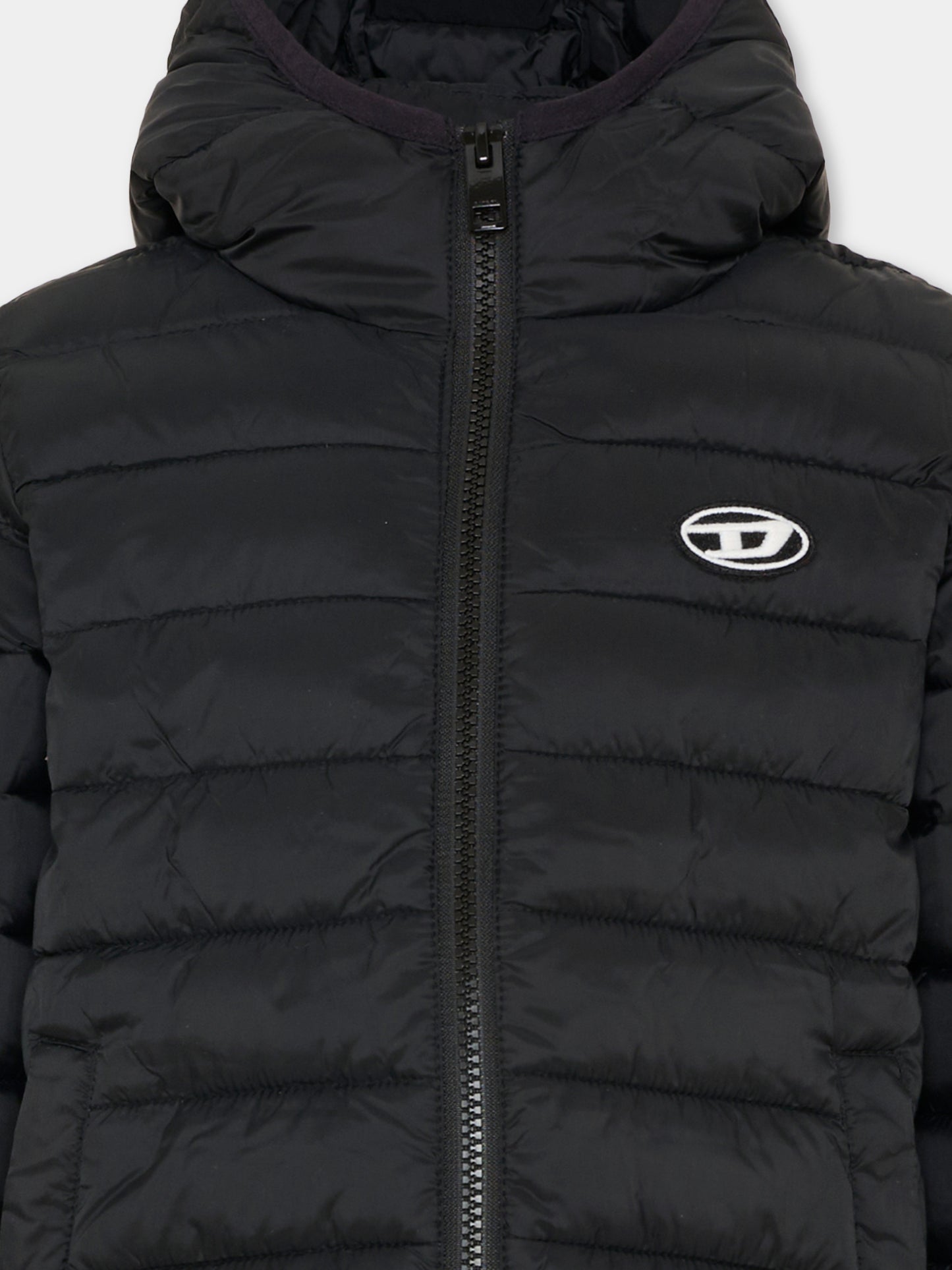 Piumino nero per bambini con logo,Diesel,J02695 KXBT0 K900