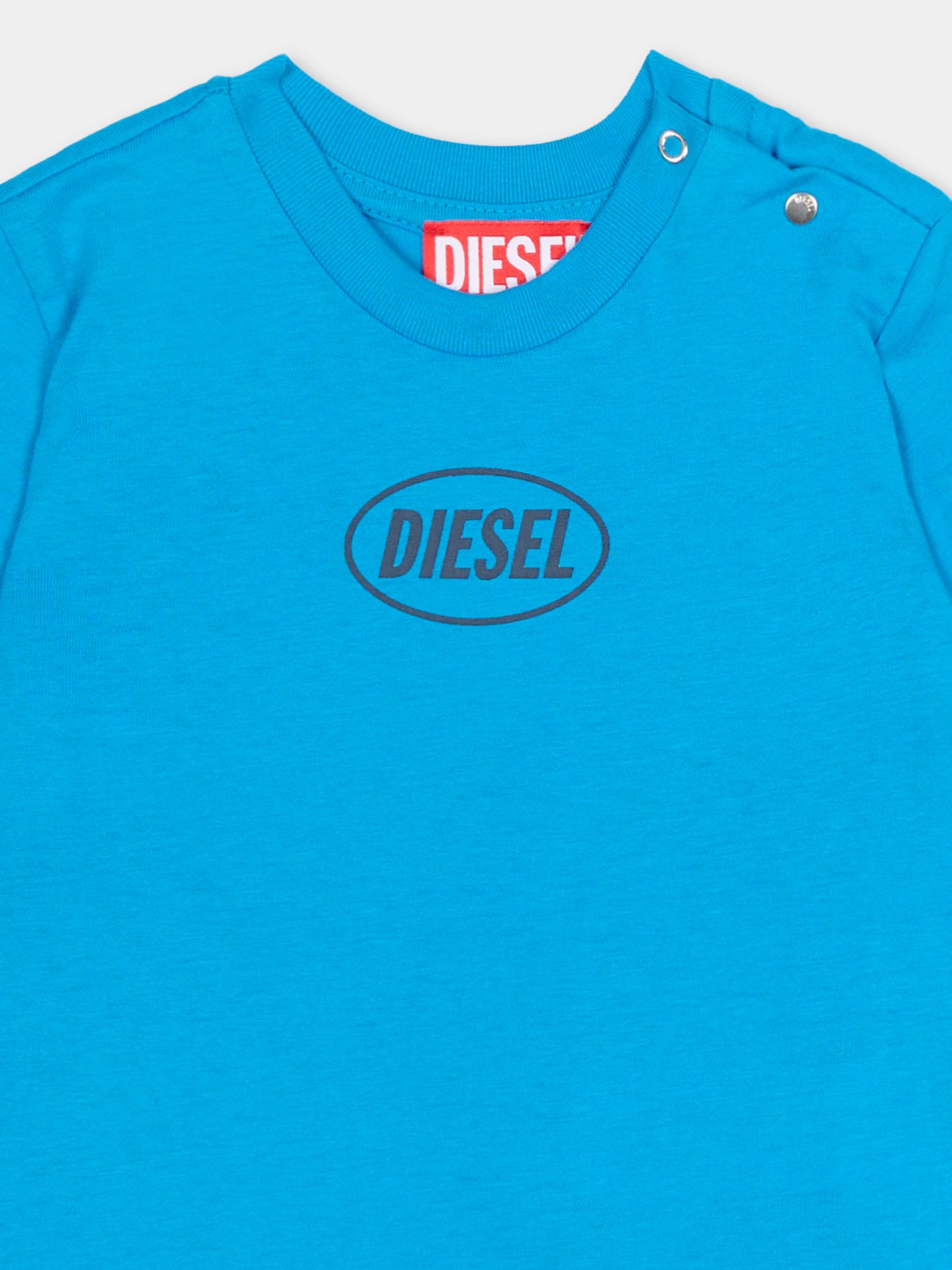 T-shirt azzurra per neonati con logo,Diesel,K00764 0GRAI K824