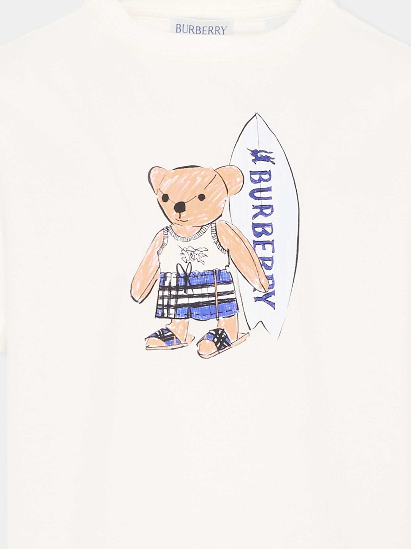 T-Shirt avorio per bambino con orsetto Thomas,Burberry Kids,8117540 A2014