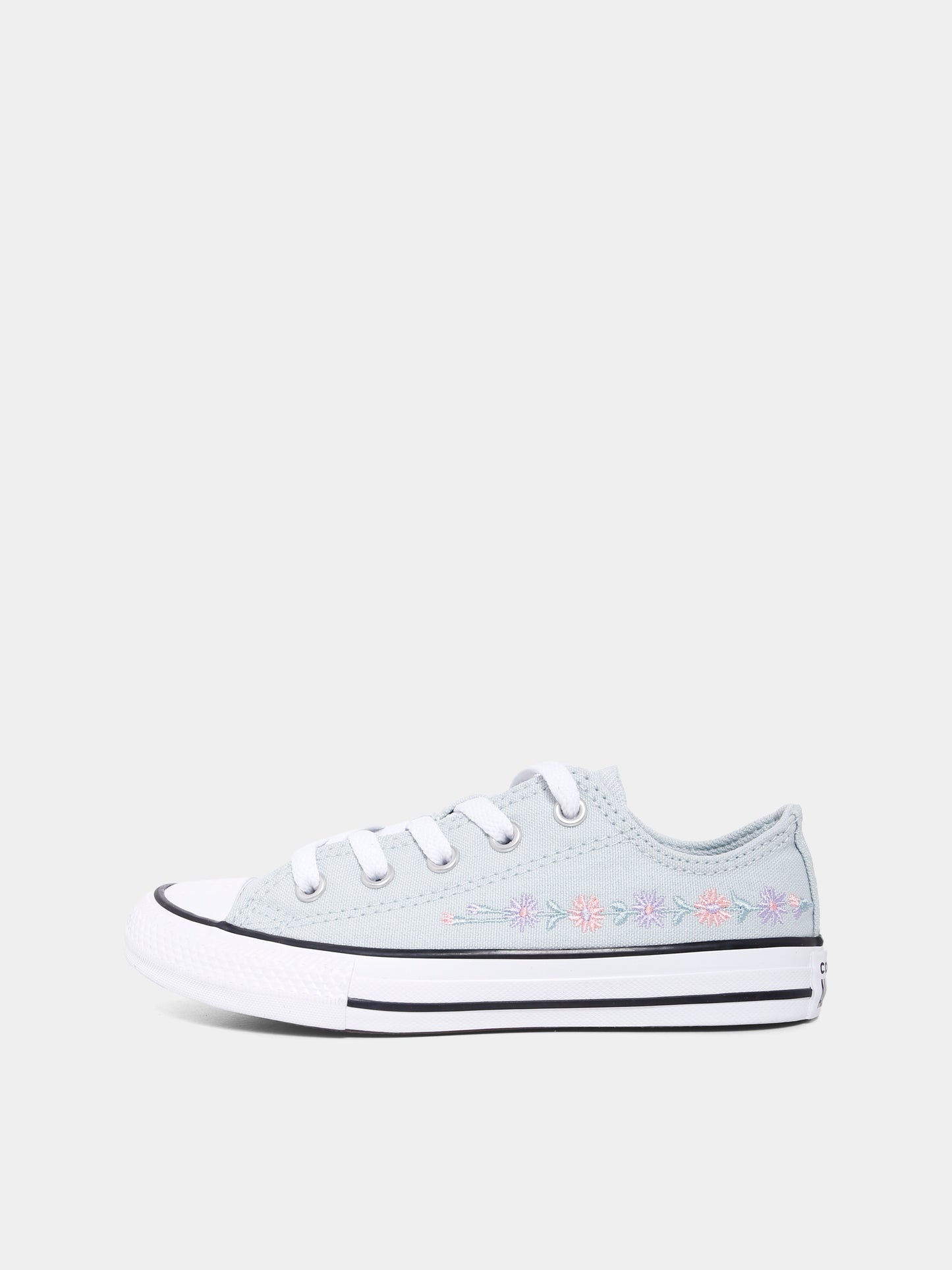 Sneakers Chuck Taylor All Star verdi per bambina con fiori ricamati,Converse,A11776C